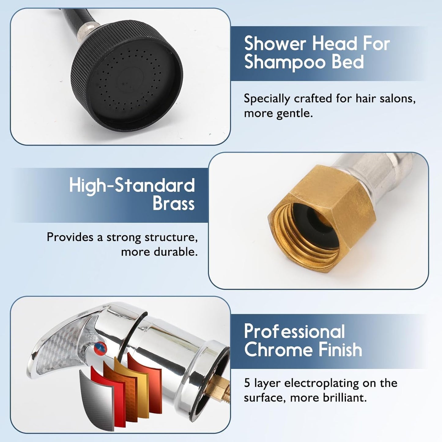 White Smoke LukLoy Salon Shampoo Bowl Faucet Vacuum Breaker Kit with Hair Shampoo Brush, Shampoo Bowl Hose and Sprayer Replacement Part