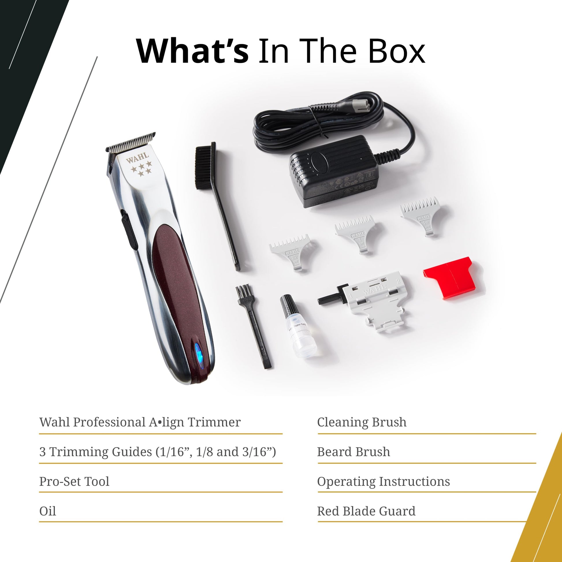 White Smoke Wahl Professional 5 Star Align Trimmer, Narrow T-Blade, High-Speed Rotary Motor, Cordless 180-Minute Run Time