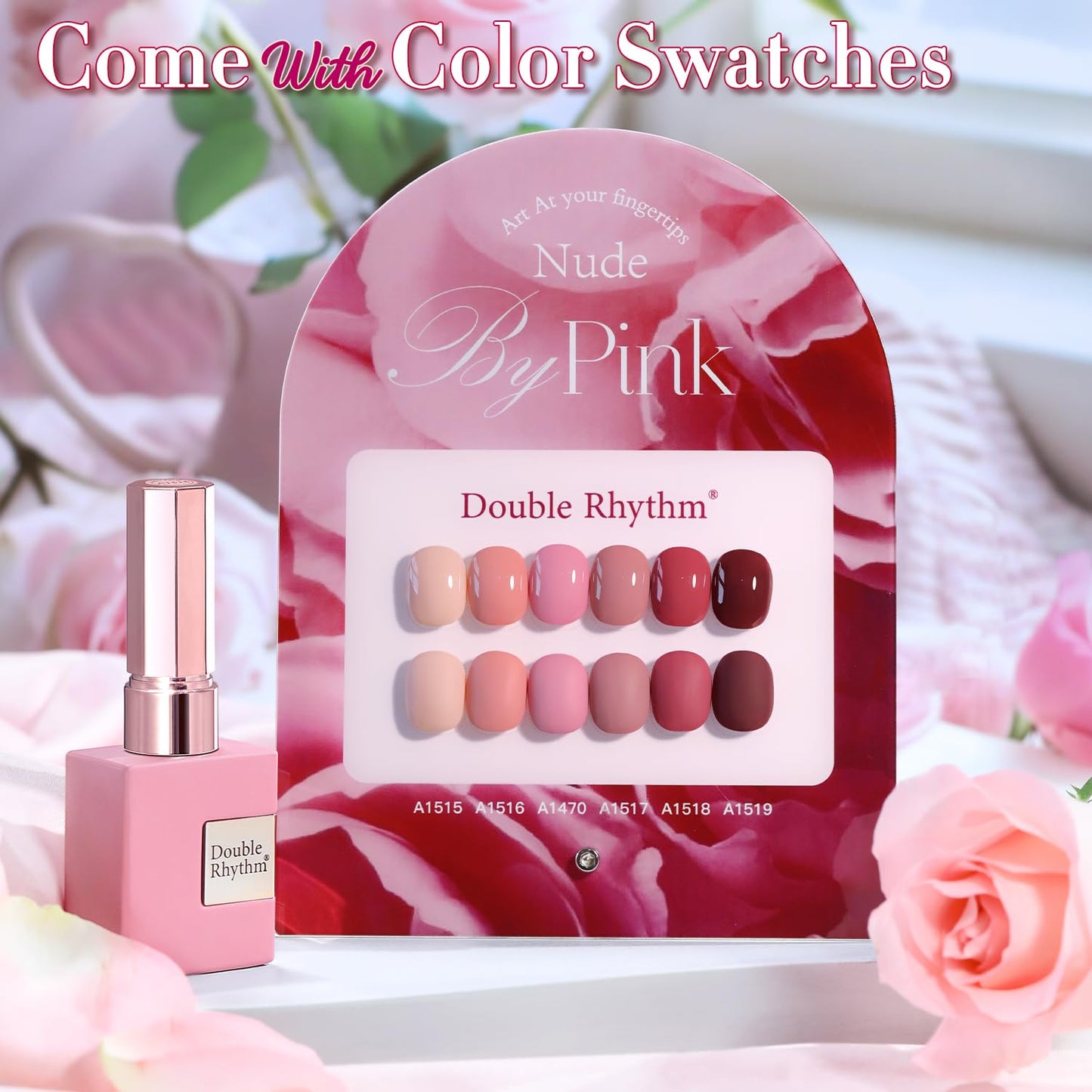 Lavender Blush Double Rhythm 6 Pcs 15 ML Gel Polish Set Same Color Same Bottle Soak Off Gel Polish Kit Nail Art Manicure Salon DIY at Home for Women (Burgundy Red Nude Pink Purple Beige-T6-3)