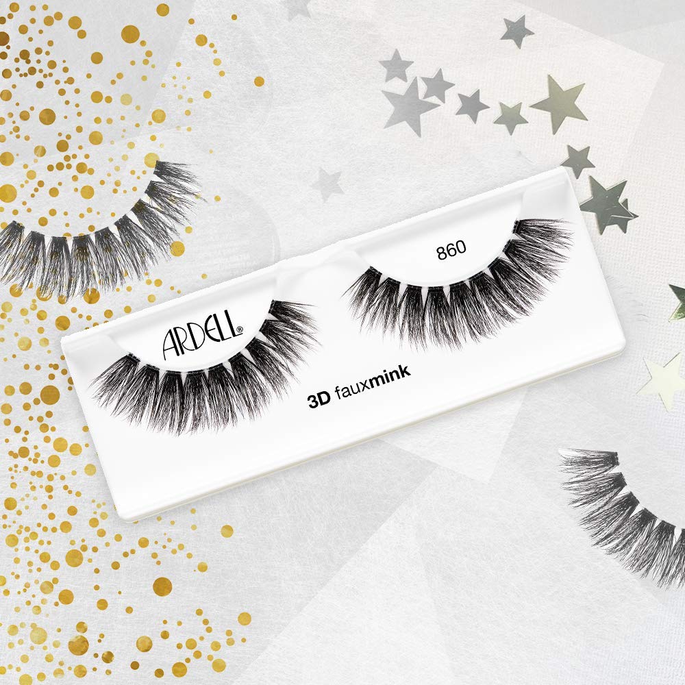 Lavender Ardell False Eyelashes 3D Faux Mink Lashes, 860 - Lightweight Strip Lashes with Invisiband for a Dramatic Eye Look, 4 Pairs