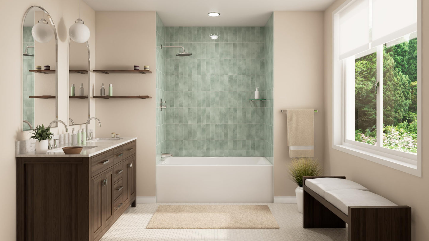 Dark Gray Prism 60 in. L x 32 in. W Acrylic Alcove Left-Hand Drain Bathtub, White
