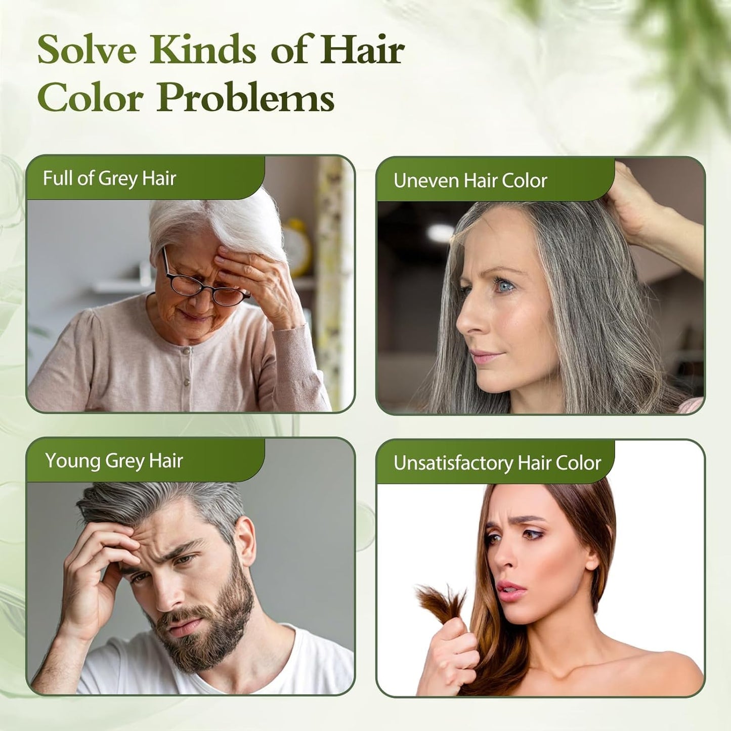 White Smoke Light Brown Hair Dye Shampoo, 100% Gray Coverage Hair Color Shampoo for Women Men, Ammonia-Free & Paraben Free with Natural Herbal Ingrendients