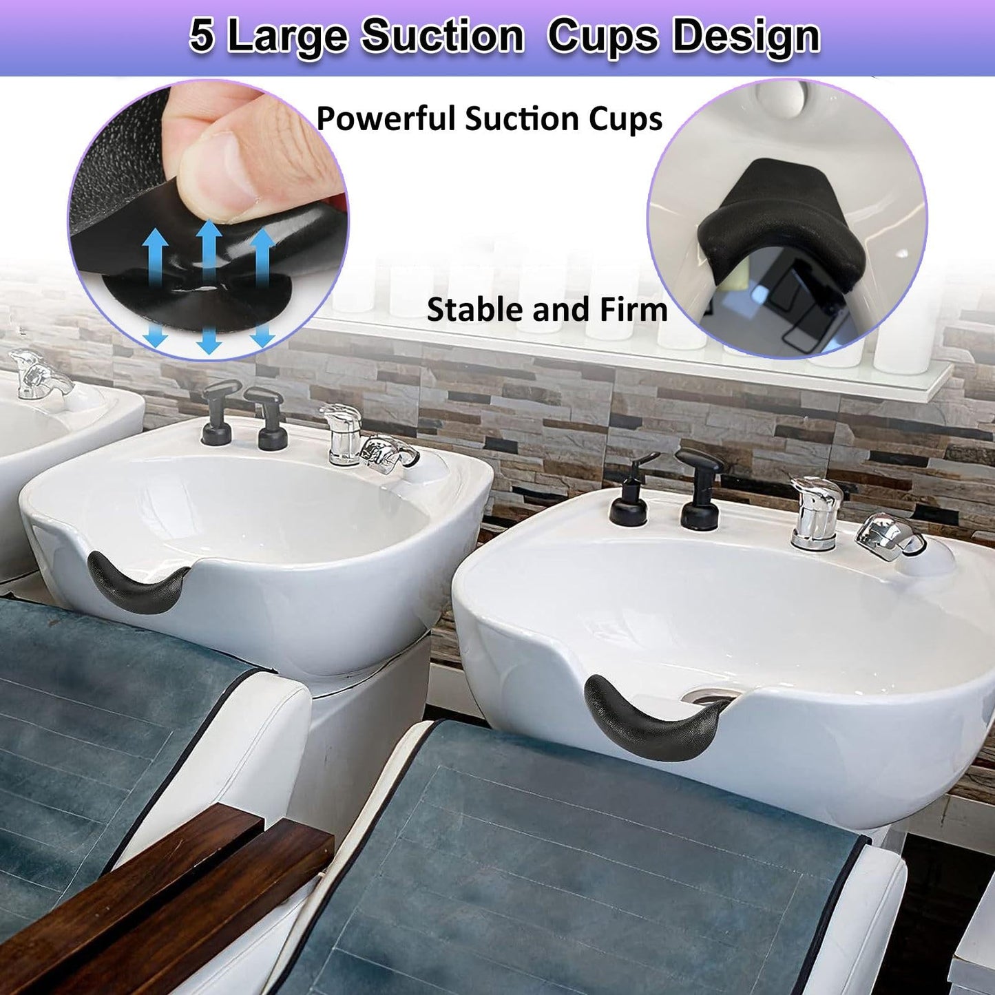 White Smoke Shampoo Bowl Neck Rest for Sink, Silicone Neck Rest Cushion with Suction Cup, Portable Hair Washing Sink Neck Support Non-Slip for Salon Home Wash Basin