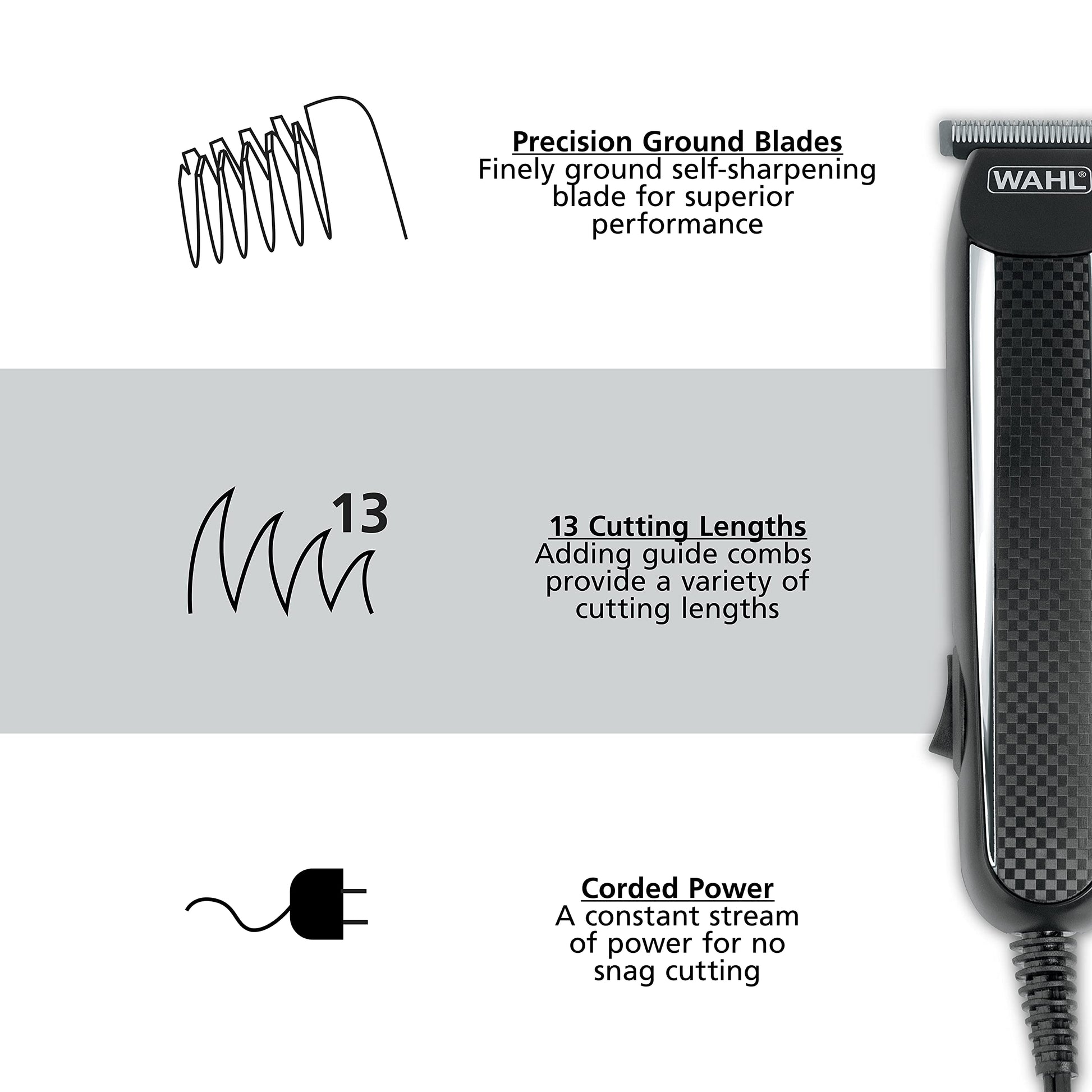 White Smoke Wahl PowerPro Corded Detailer Trimmer Kit for Mens Grooming – for Beard, Mustache, Stubble, Ear, Nose, & Body Grooming – Model 9686