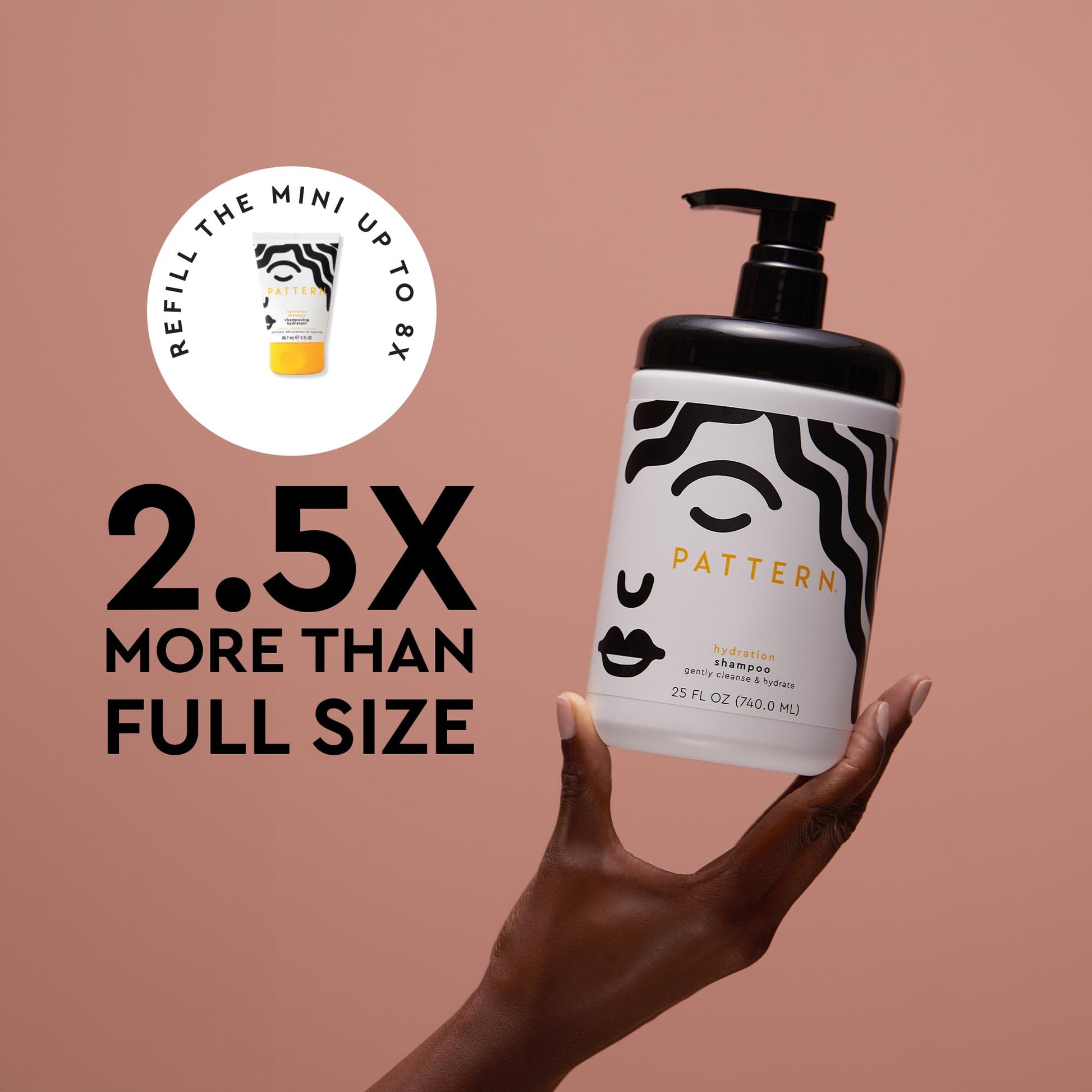 Rosy Brown PATTERN Beauty by Tracee Ellis Ross Hydration Shampoo w Honey, Aloe Vera, Biotin and Tea Tree Leaf Oil for Curly Hair 3a-4c, 25 Fl Oz