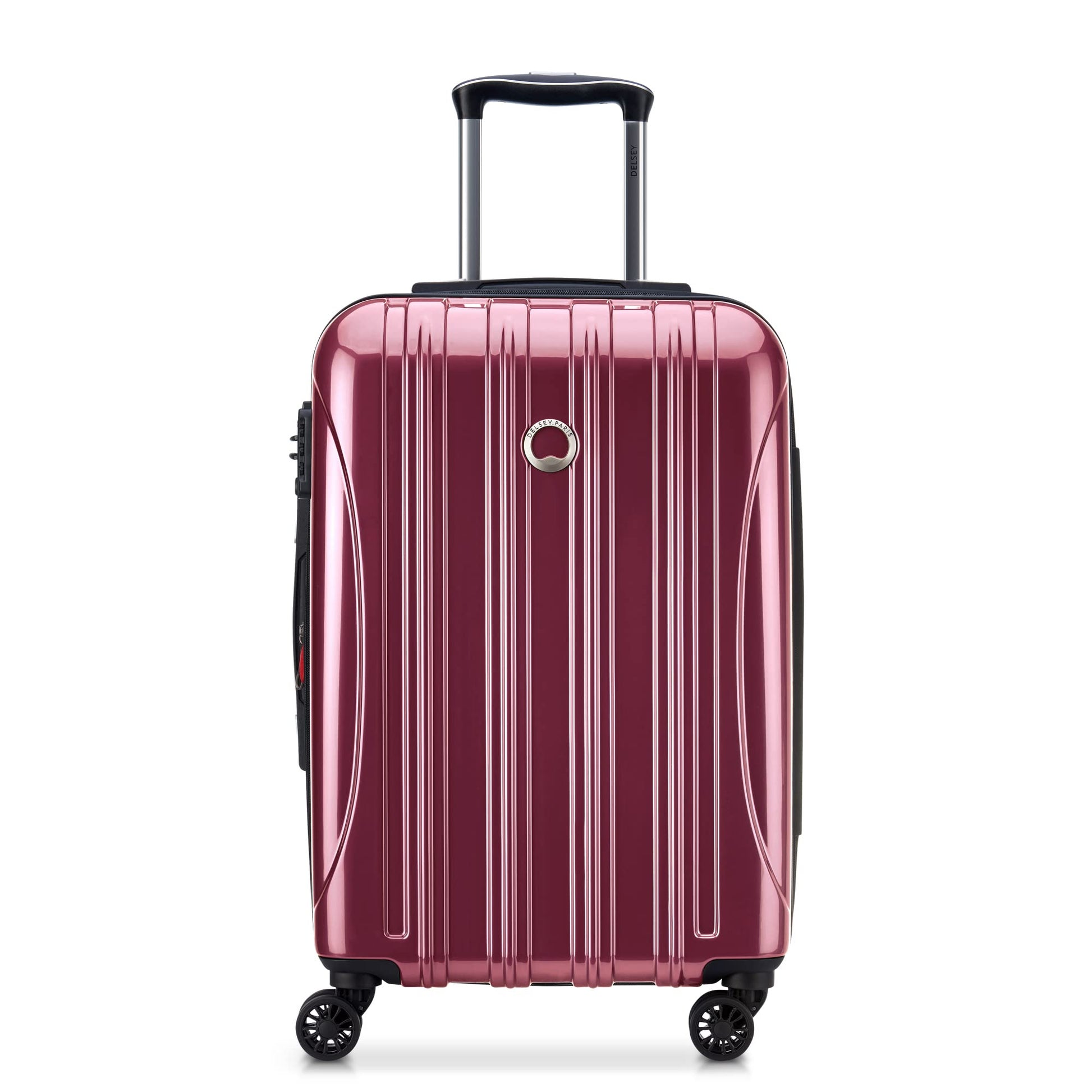 White Smoke DELSEY PARIS Helium Aero Hardside Expandable Luggage with Spinner Wheels, Peony Pink, Carry-On Plus 21 Inch