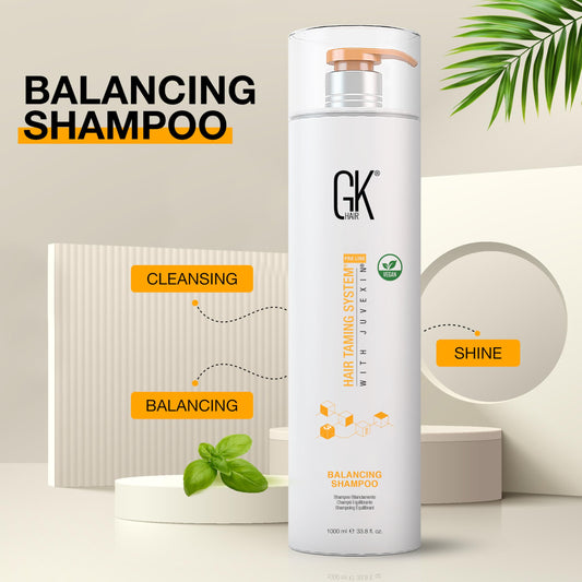 Light Gray GK HAIR Balancing Shampoo Repairs Dry Damage For Oily Flaky Itchy Scalp Thinning Removes Impurities Deep Cleansing Natural Moisture Keratin Treatment Sulfate Parabem Free All Hair Types - 33.8 Ounce