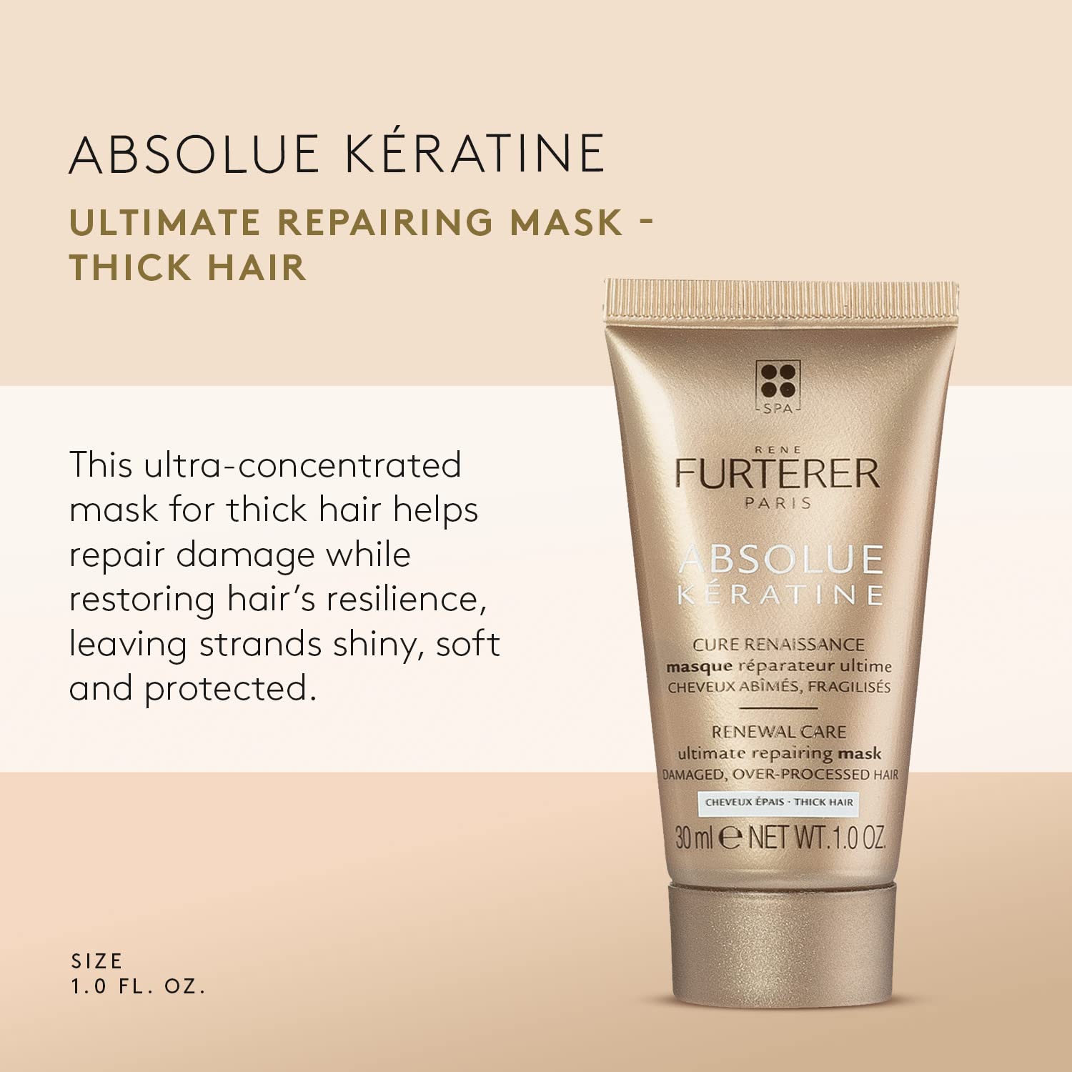 Bisque Rene Furterer ABSOLUE KERATINE Ultimate Regenerating Mask - For Damaged, Over-Processed Thick Hair - Repair & Restore
