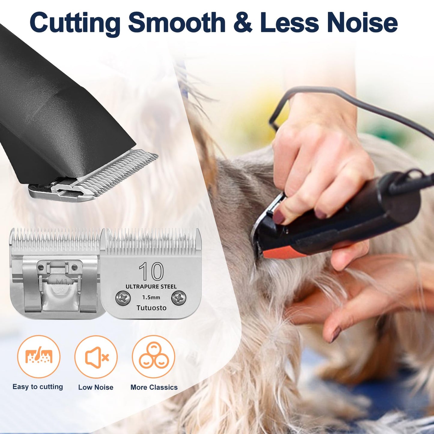 White Smoke Tutuosto 10# Clipper Blades Pet Grooming Clipper Replacement Blades Detachable Blade Compatible with andis/wahl/Oster Dog Clippers 3PCS