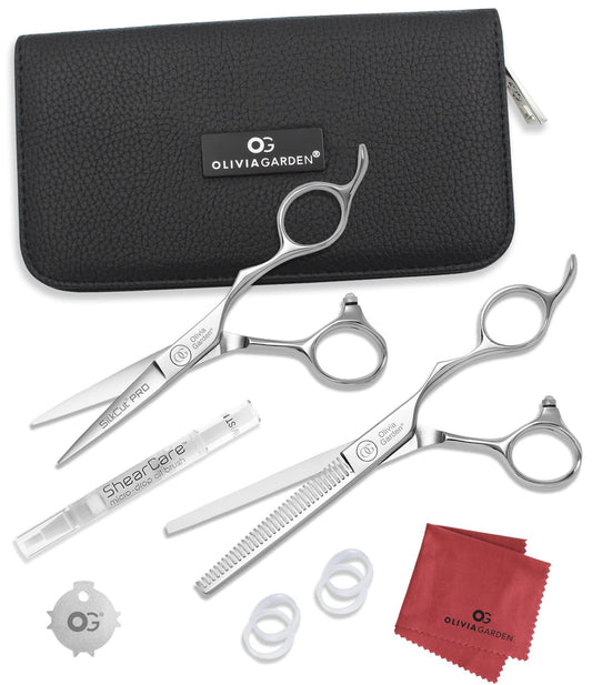 White Smoke Olivia Garden SilkCutPro Shear and Thinner Zipper case deal (5" contains: SKP-50, SKP-T635)