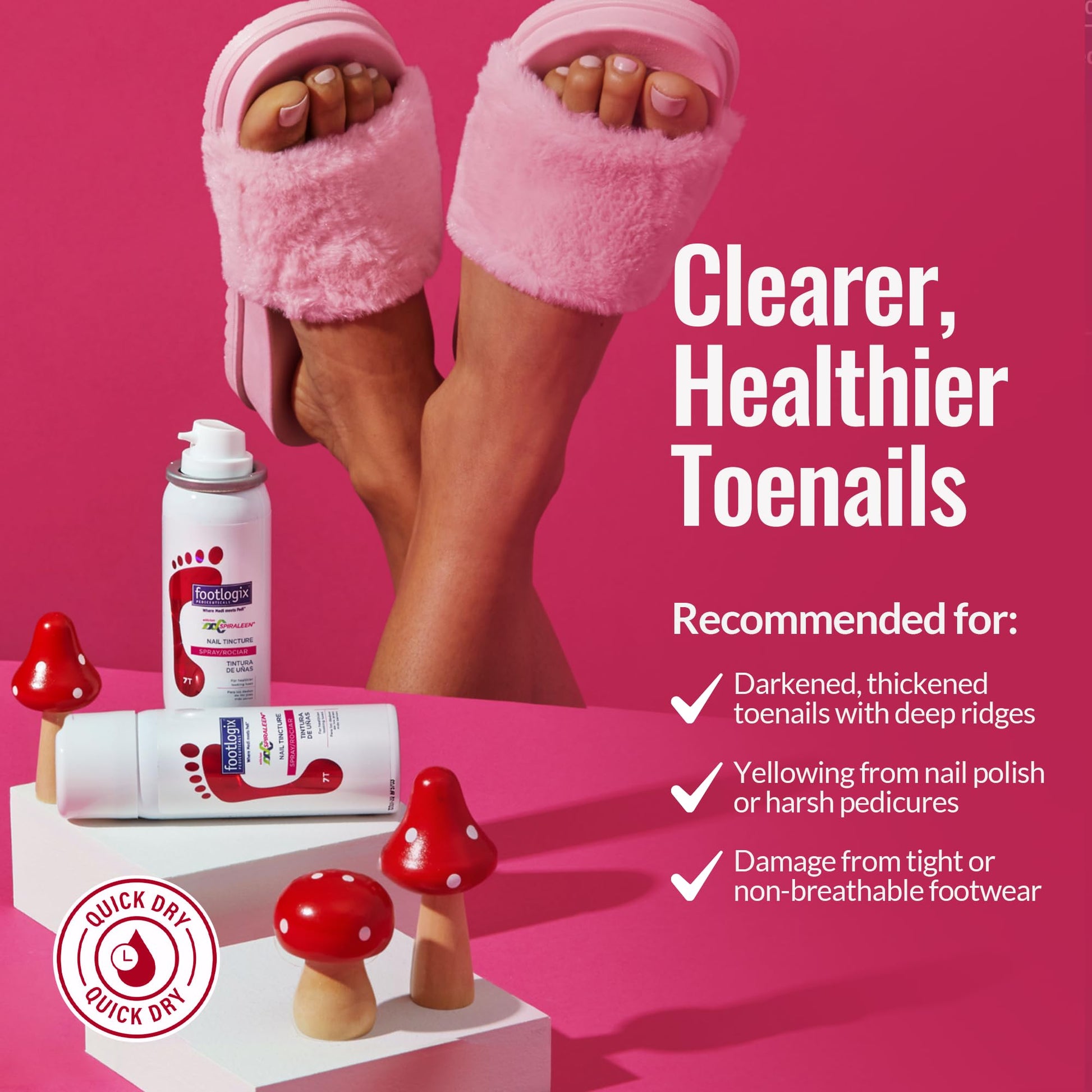 Maroon FOOTLOGIX Nail Tincture Spray with Spiraleen, 1.55 Fl Oz (Pack of 1)