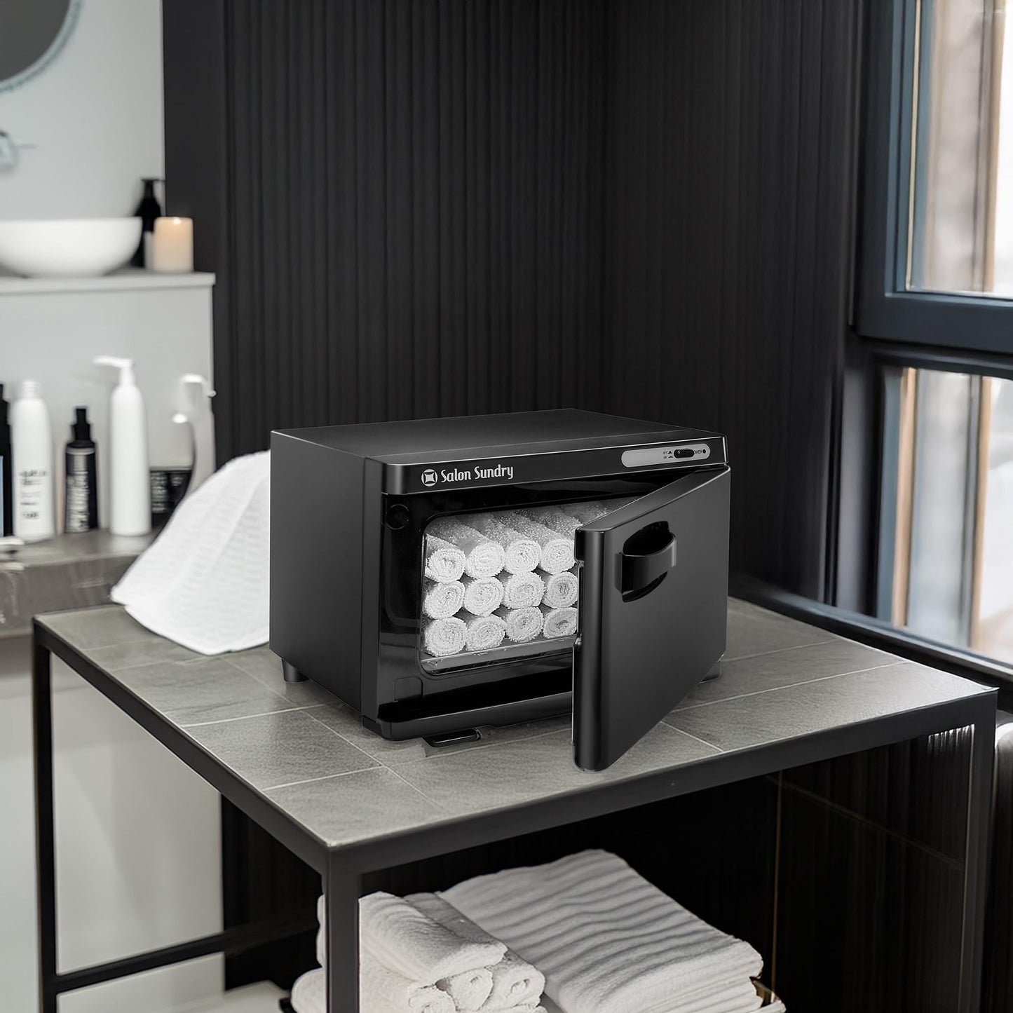 Dark Slate Gray Salon Sundry Professional Hot Towel Warmer Cabinet - Facial Spa and Salon Equipment - Black