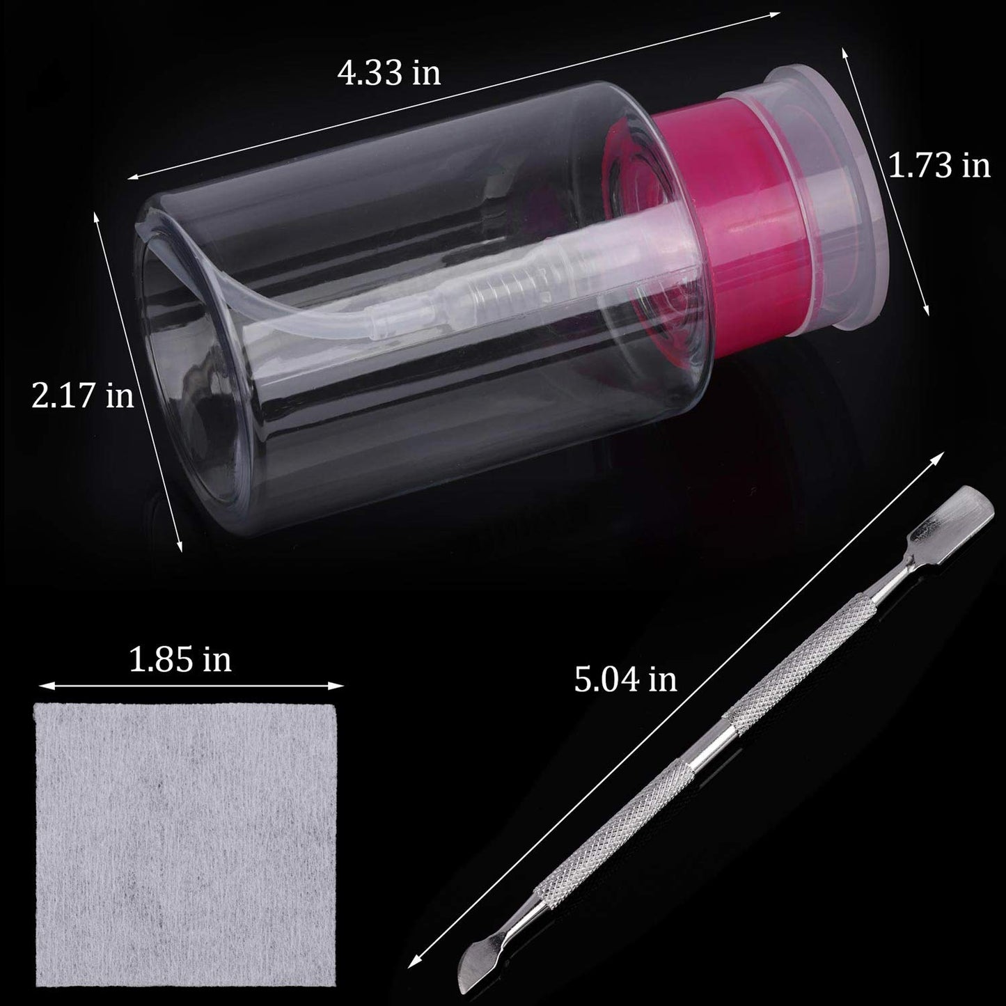 Black 960 pcs Lint Free Nail Wipes Cotton Pads Remover to Soak Off Acrylic Gel Nail Polish with Pumb Bottle Dispenser and 1 Cuticle Pusher Tbestmax