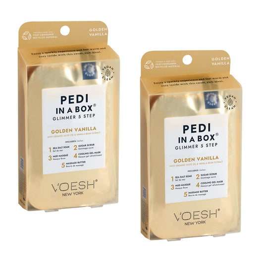 White Smoke VOESH Pedi in a Box Glimmer - 2 Packs, Golden Vanilla, Pedi in a Box, Spa Pedicure Kit, Sparkly Pedicure, DIY Pedi, Foot Care, At-Home Pedi Products, Vegan Skincare