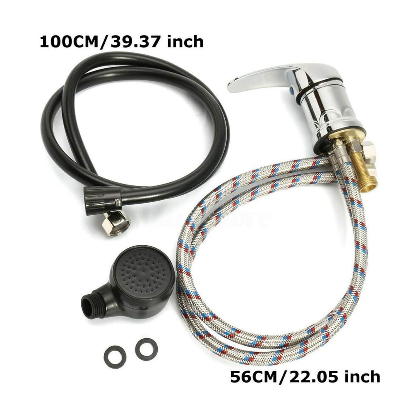 White Smoke Water Faucet Set Zinc Alloy Shampoo Bowl Faucet with Hose, Durable for Home & Salon Spa Sink, Hot Cold Mixer Sprayer Hose Replacement Part Set