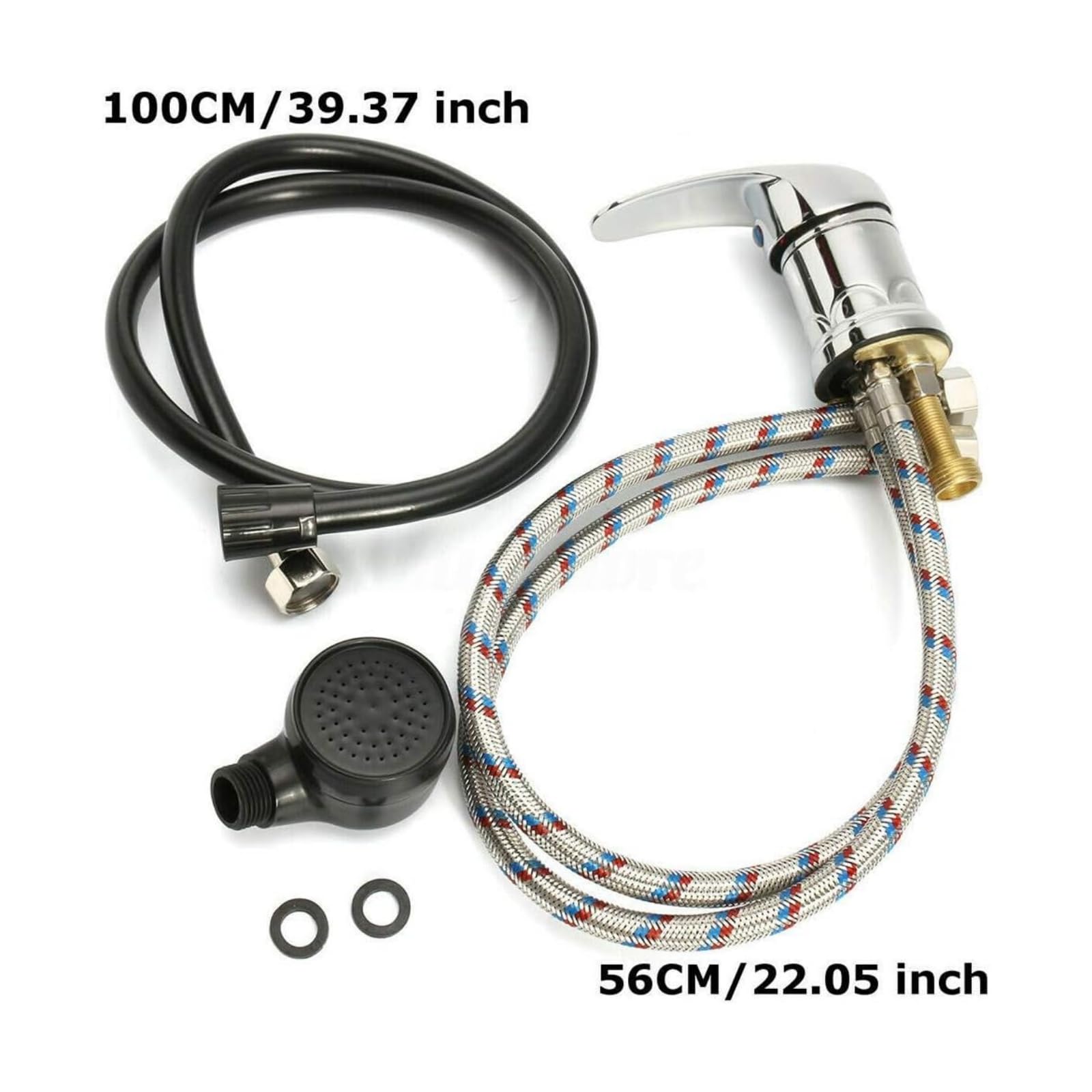 White Smoke Water Faucet Set Zinc Alloy Shampoo Bowl Faucet with Hose, Durable for Home & Salon Spa Sink, Hot Cold Mixer Sprayer Hose Replacement Part Set