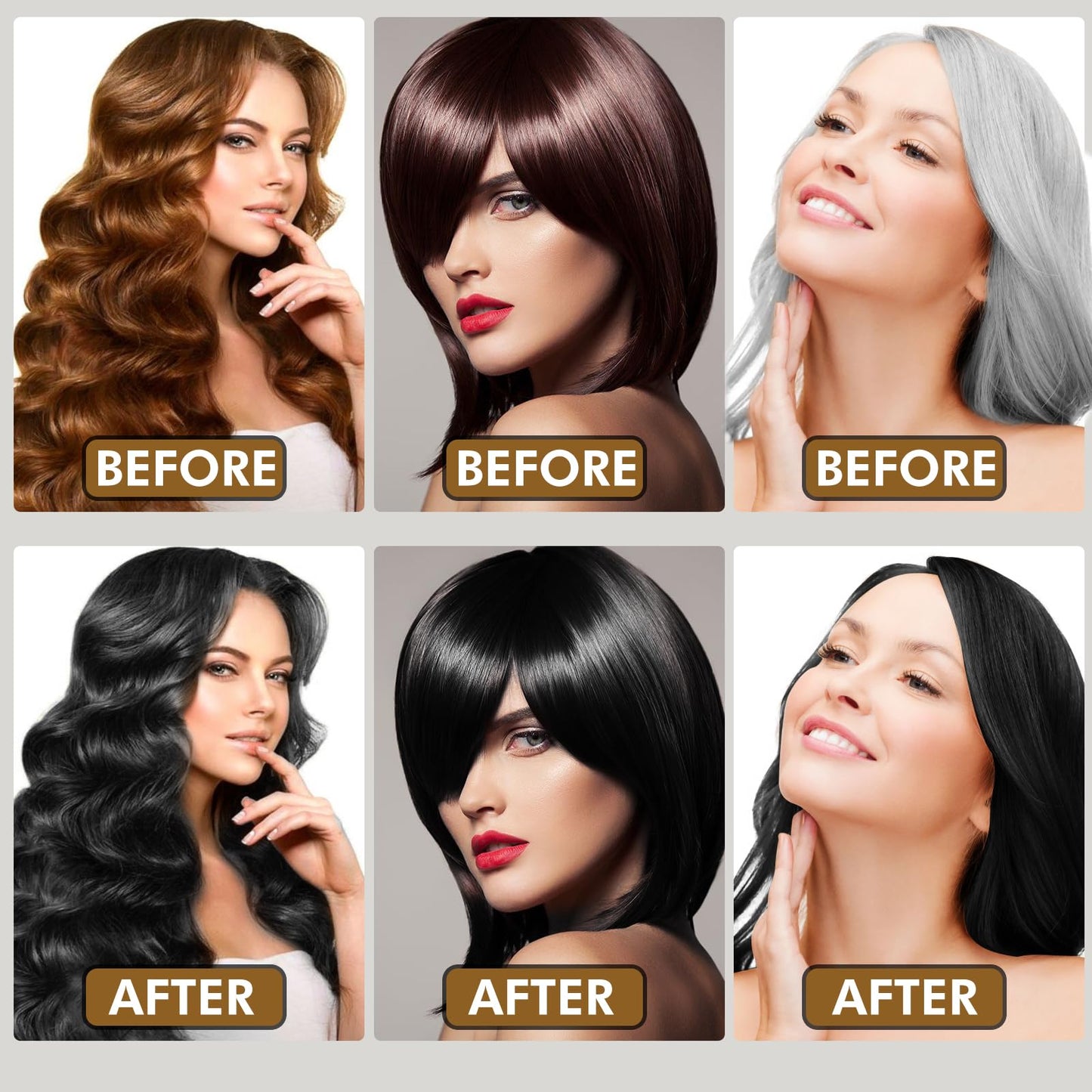 White Smoke Hair Dye Shampoo for Gray Hair, 3 in 1 Herbal Dye for Women Men, Hair Color Shampoo 500ml (Black)