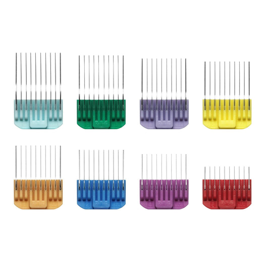 White Smoke Andis Adjustable Blade Stainless Steel Combs 8-Piece Set