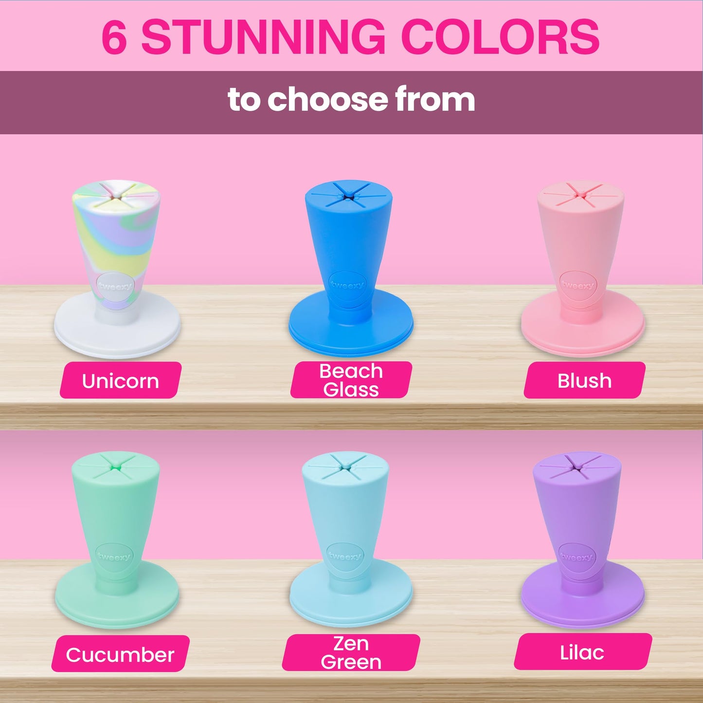 Pink tweexy Hinge Untippable Nail Polish Bottle Holder | Anti-Spill Nail Polish Holder Stand, Tilted, IntelliStick Airlock Suction | Fingernail Painting, Nail Art Tools | Nail Polish Accessories (Zen Green)