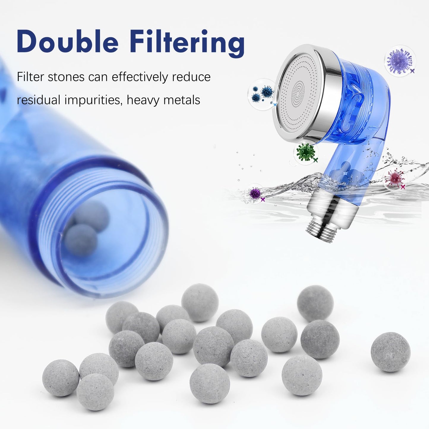 White Smoke LukLoy Blue Shampoo Bowl Sprayer Head with Filter, 1/4" Nut Shampoo Bowl Hose(Stainless Steel Material) for Portable Salon Sink, 3 Sprayer Modes & High Pressure