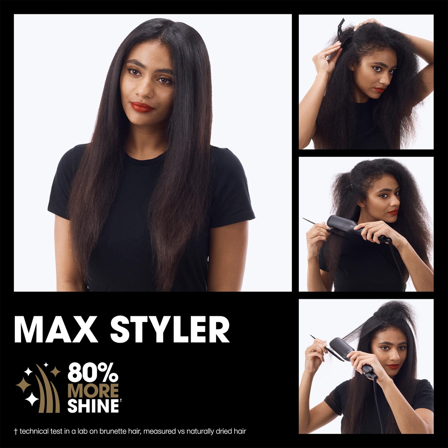 White Smoke ghd Max Styler - 2” Professional Flat Iron Hair Straightener with Dual-Zone Technology, Wide Ceramic Plates for Long, Thick, or Curly Hair - 365ºF Safe Heat and Auto Sleep Mode - Black