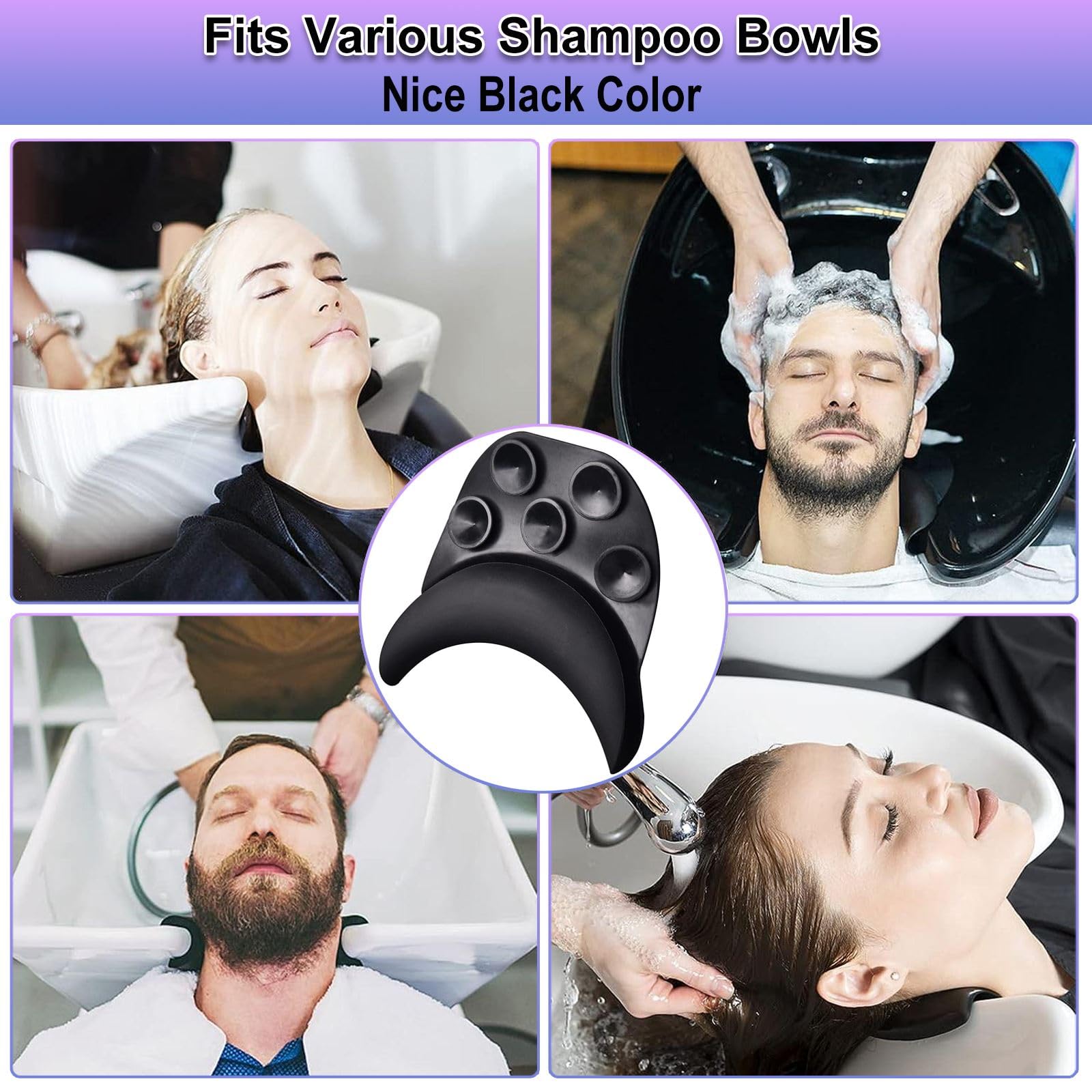 White Smoke Shampoo Bowl Neck Rest for Sink, Silicone Neck Rest Cushion with Suction Cup, Portable Hair Washing Sink Neck Support Non-Slip for Salon Home Wash Basin
