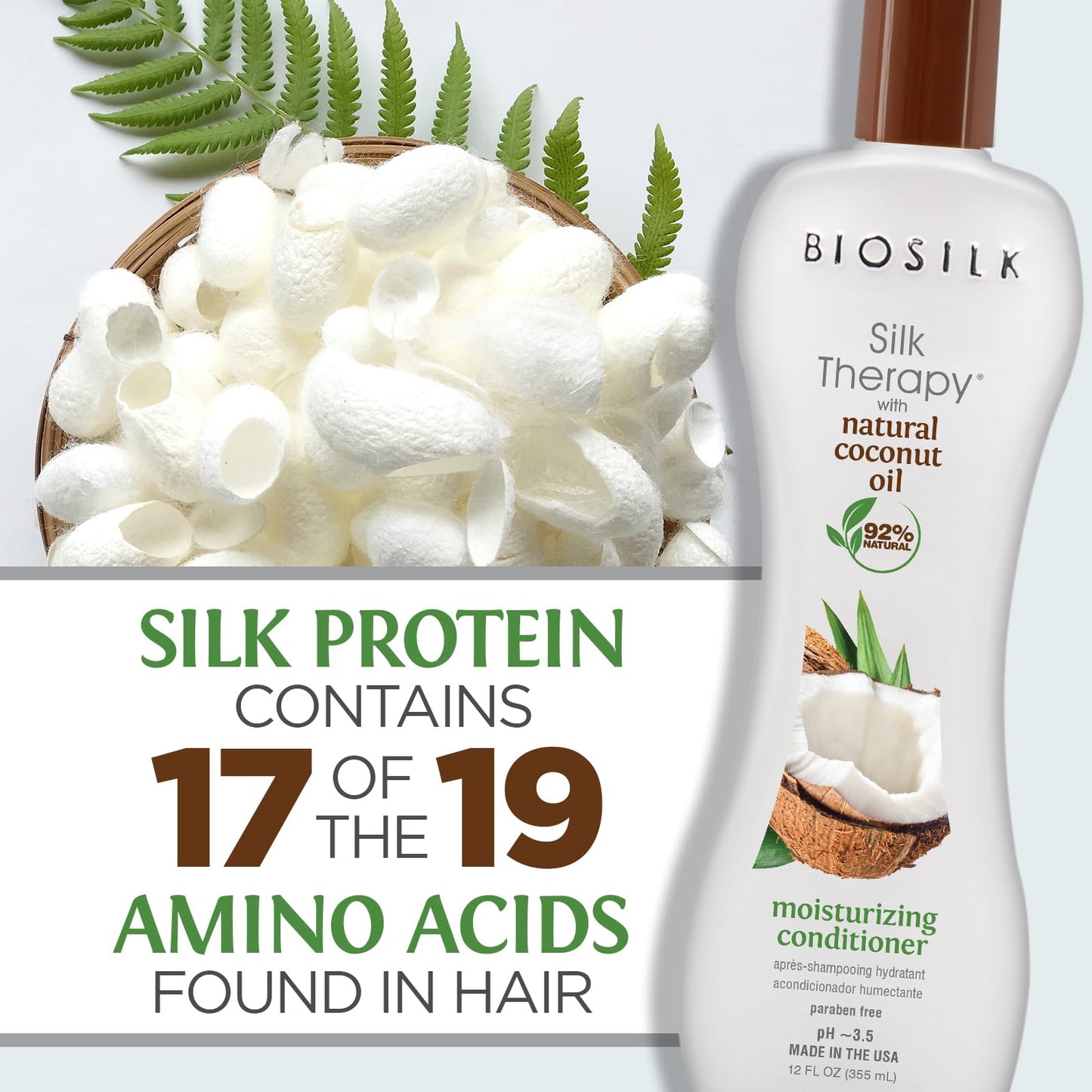 Lavender BioSilk Silk Therapy with Natural Coconut Oil Moisturizing Conditioner, Nourishing & Helps Eliminate Frizz, Sulfate, Paraben & Cruelty-Free, 12 Oz