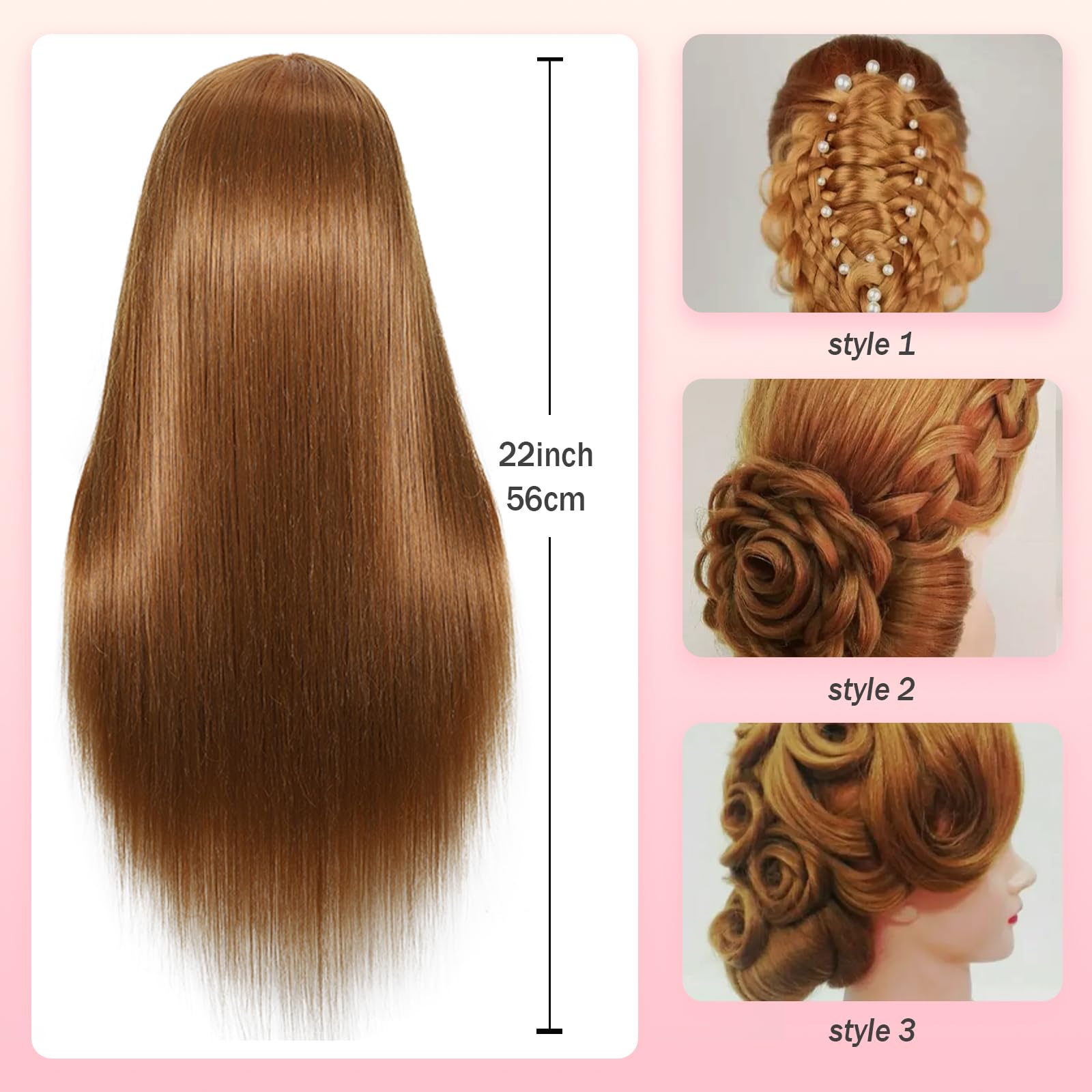 White Smoke ZOMOI Mannequin Head, Mannequin Head Human Hair, 80% Real Hair for Hairdresser Practice Cutting Braiding Hair Styling with Clamp Holder and Tools