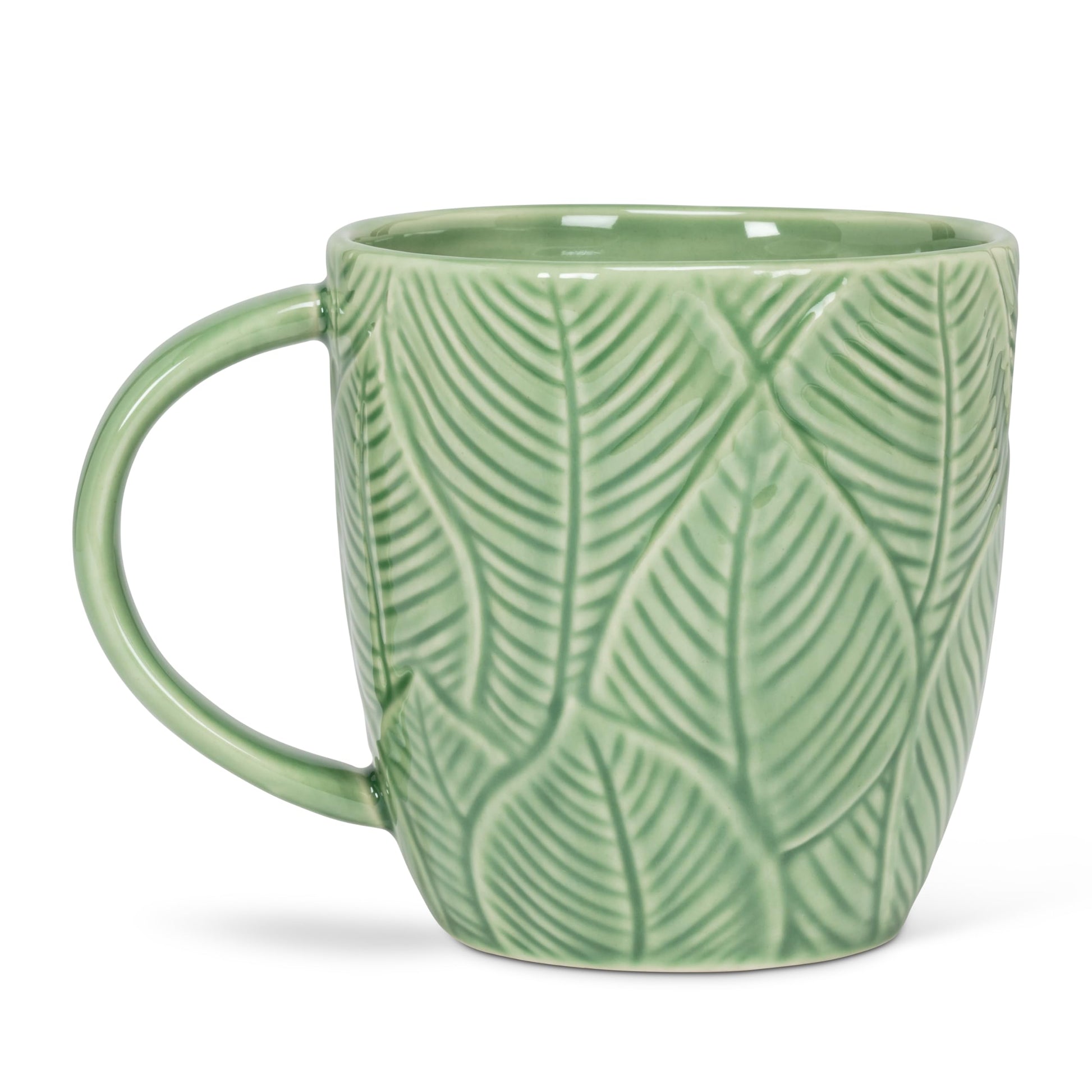 White Smoke Abbott Collection Alcove Leafy Mug with Chicken - Stoneware, Green/White, 4 inches H (12oz)