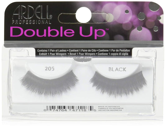 Lavender Ardell Double Up Lashes 205 Black – Dramatic Double Layered False Eyelashes, Full Volume Reusable Strip Lashes, 1 Pair