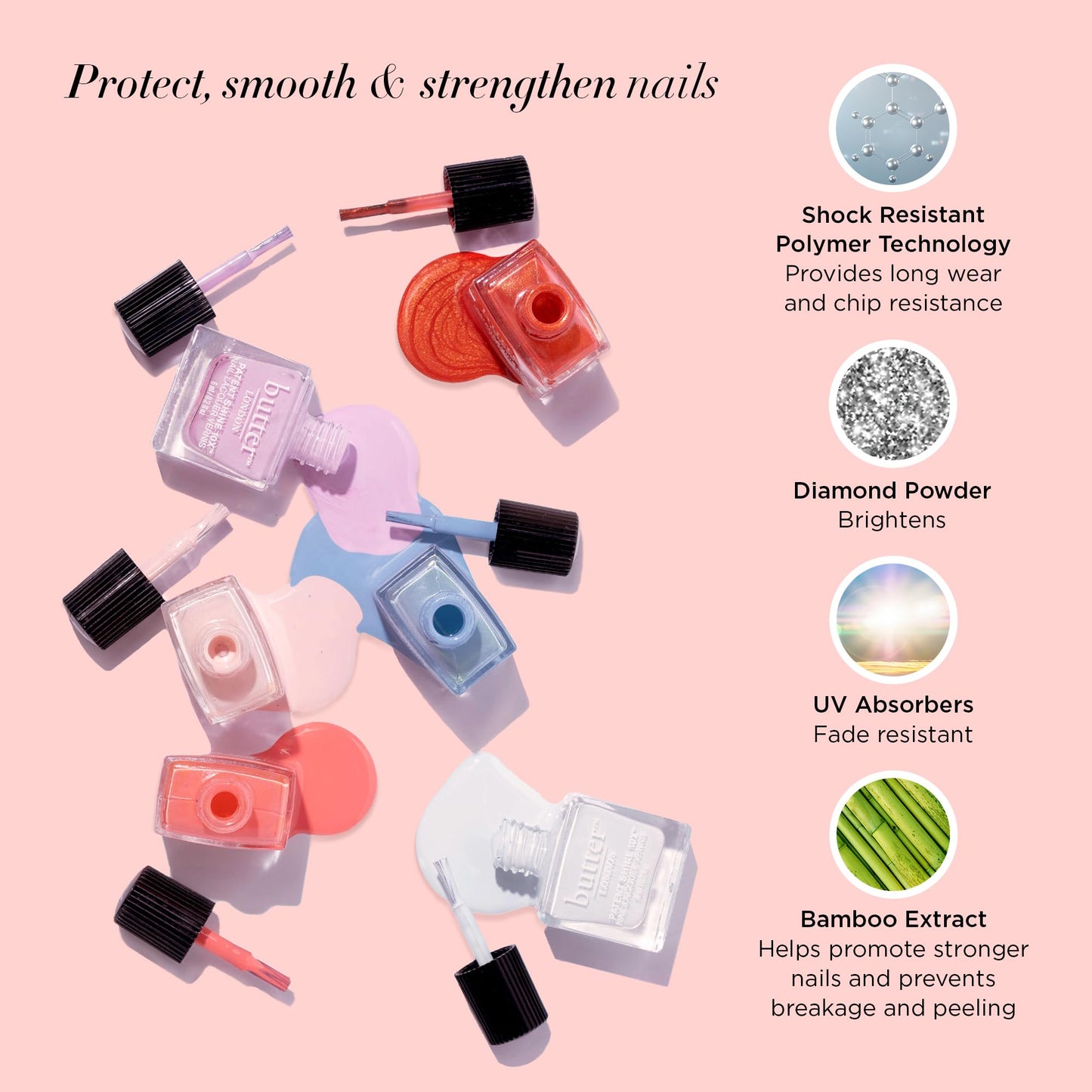 Misty Rose butter LONDON Patent Shine 10X Nail Lacquer Polish, Waterloo Blue - Gel-Like Finish & Chip-Resistant Nail Lacquer Helps Protects & Strengthens Nails - Vegan & Cruelty-Free