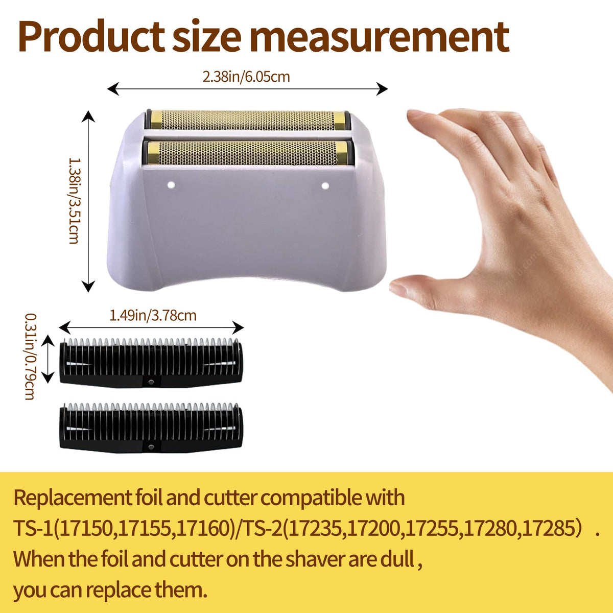 White Smoke 1 Pack Foil Shaver Replacement Foil Fits for Andis Foil Shaver TS1 (17150, 17235, 17220) and TS2 (17200), Gold
