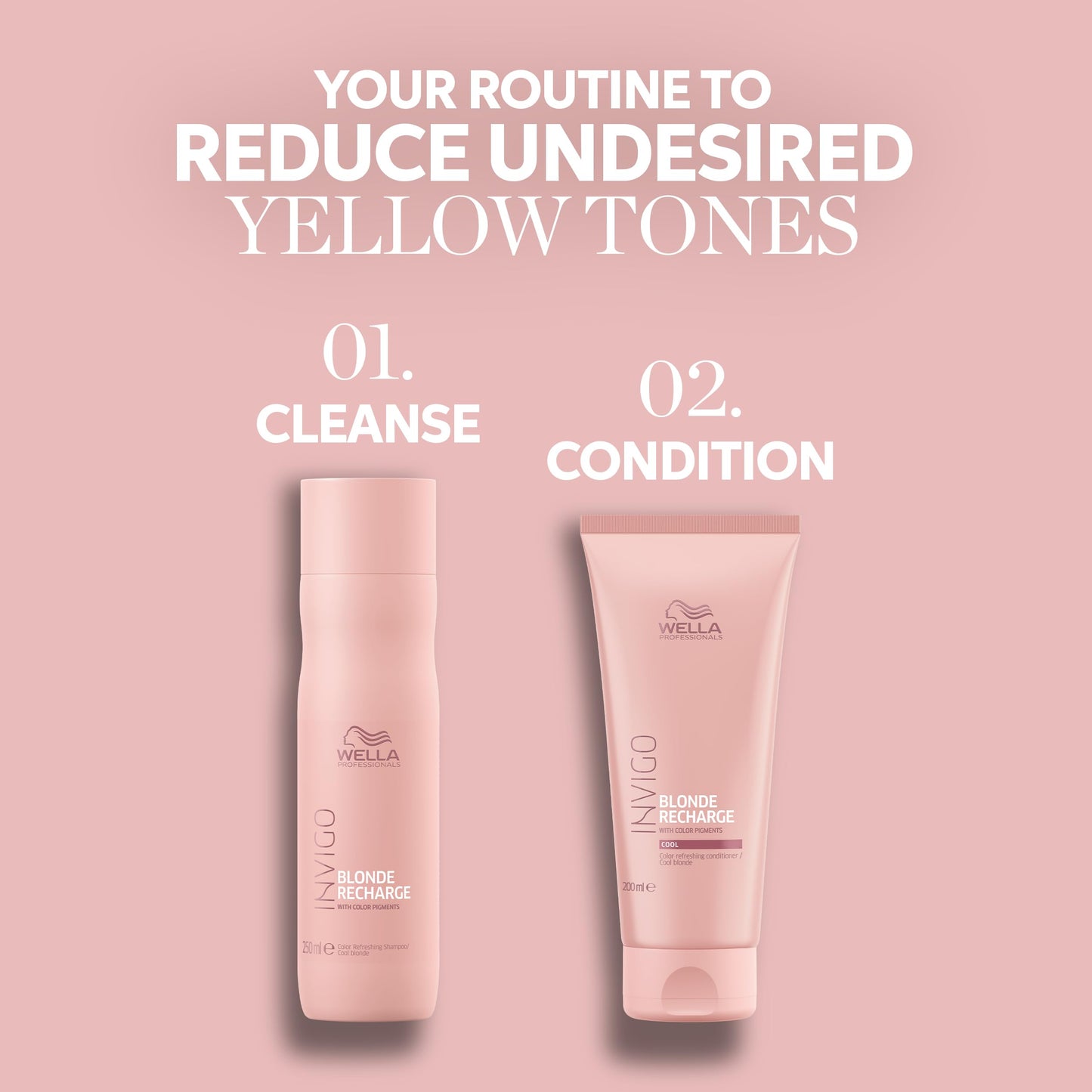 Light Pink Wella Professionals Invigo Blonde Recharge Color Refreshing Shampoo | Refresh & Maintain Cool Blonde Hair Color | 10.1 Fl Oz