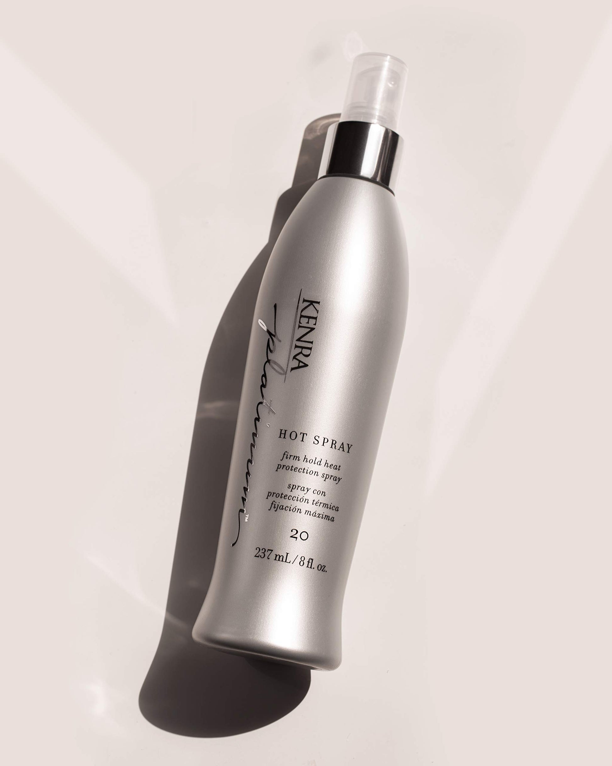 Light Gray Kenra Platinum Hot Spray 20 | Heat Protection Styler | Long-Lasting, Firm Hold | Adds Vibrant Shine | Humidity & Thermal Protection | Clean Release From Heated Tools | All Hair Types | 8 fl. Oz