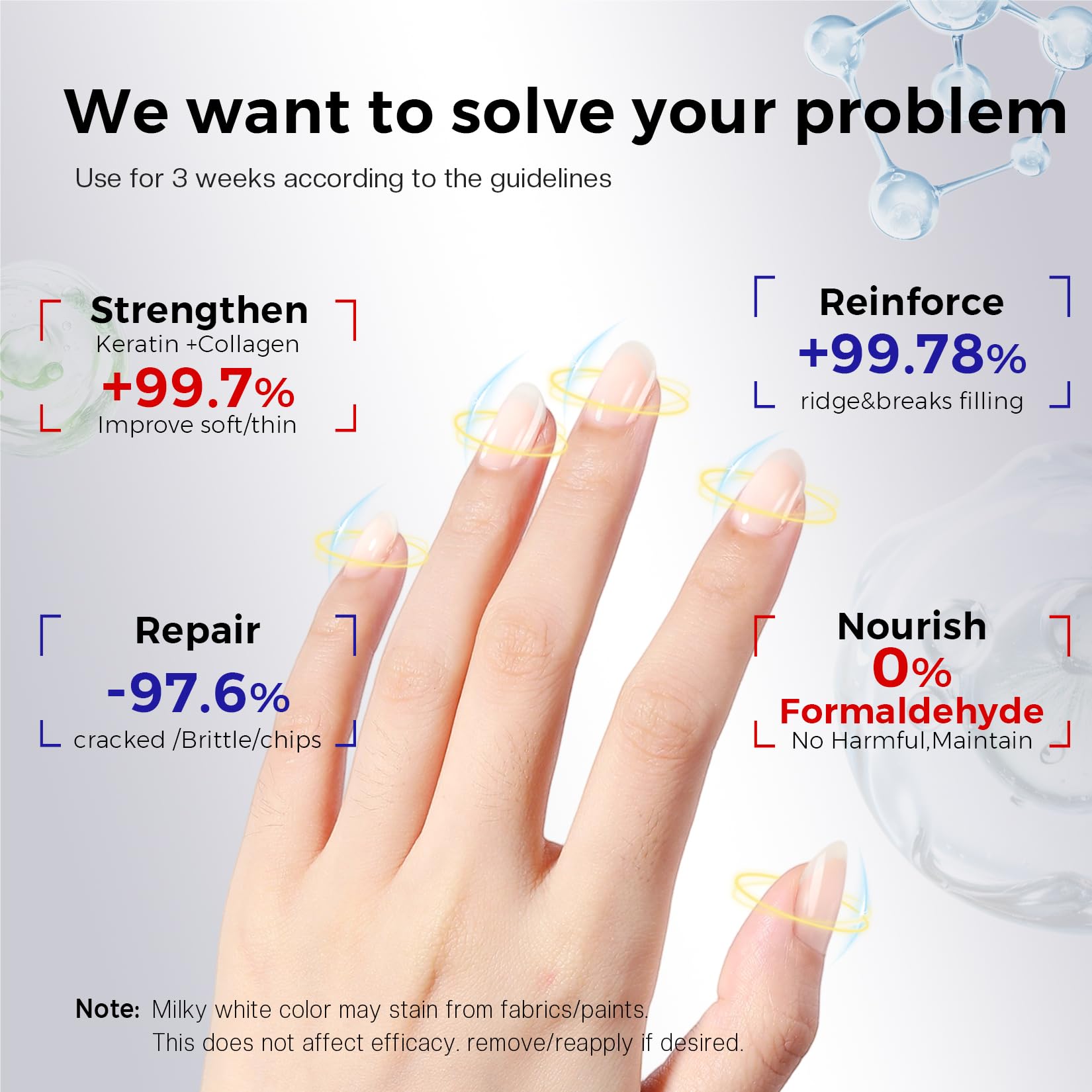 White Smoke Morovan Nail Strengthener and Growth: Milky White Nail Polish Hardener Ridge Filler, Nail Repair for Damaged Nails, Natural Keratin Growth Polish and Concealer, Nail Care for women