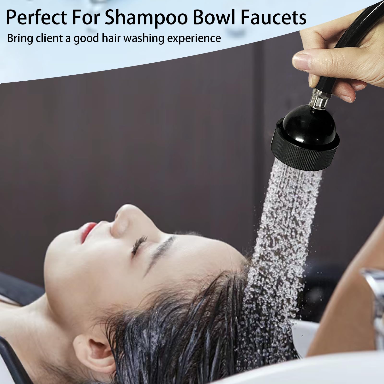 Dark Slate Gray 2 Packs Shampoo Bowl Hose and Sprayer, Salon Spray Head with Rubber Hose 1/4" Thread to Attach Shampoo Bowl Faucet Vacuum Breaker, Sink Replacement Part for Salon, Barber Shop, Spa