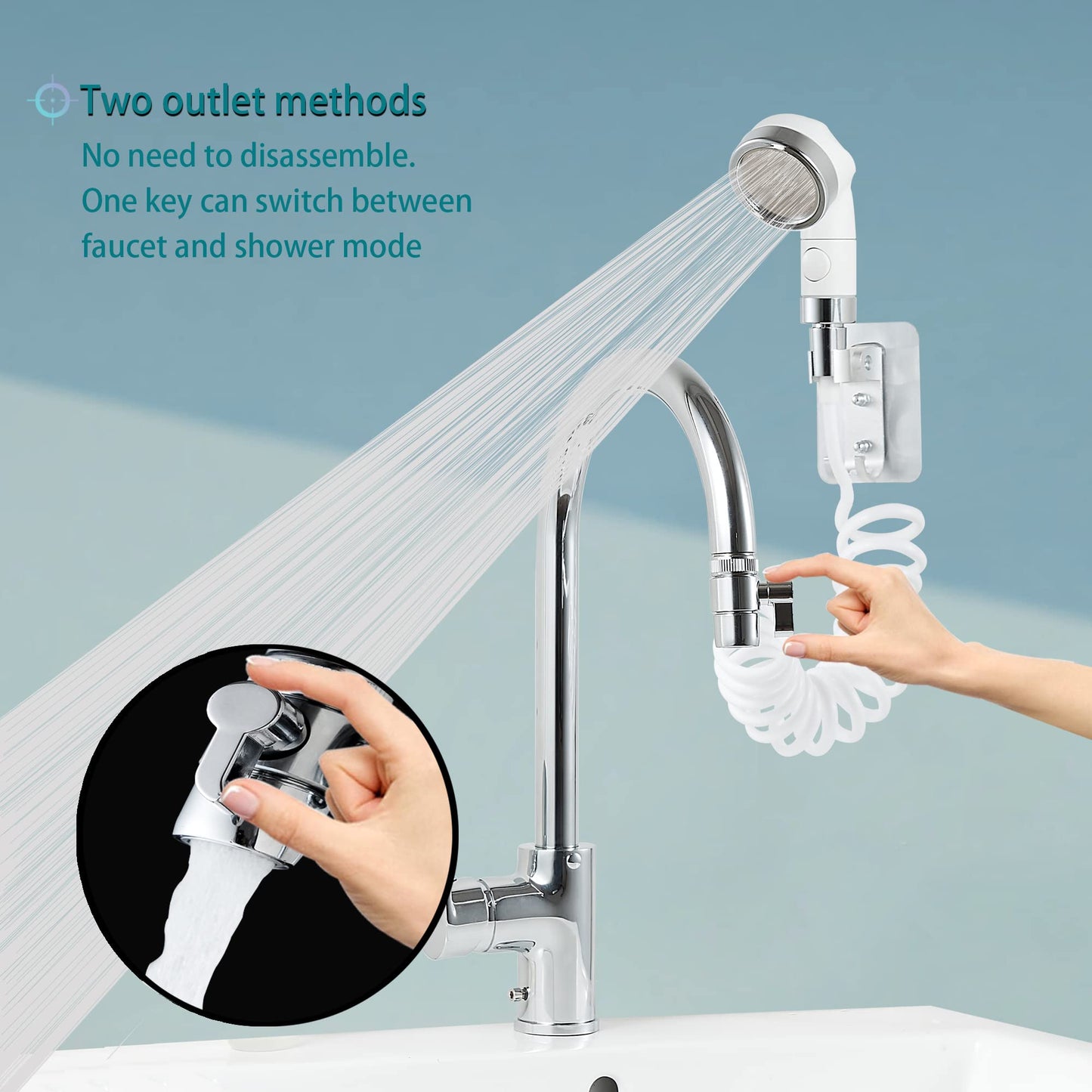 Gray U-BCOO Sink Spray Rubber Hose Portable Shampoo Sprayer (Style 2)