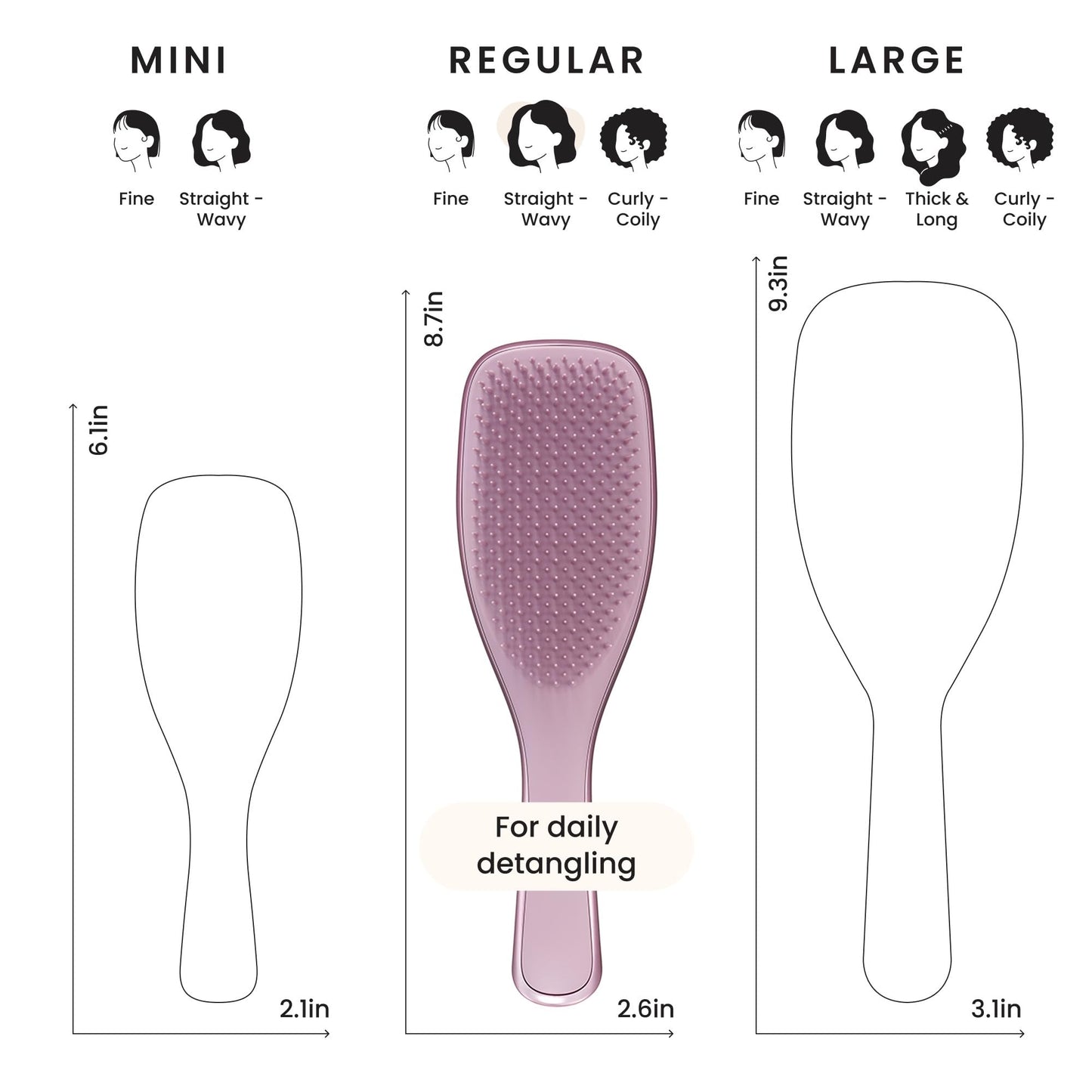 White Smoke Tangle Teezer Chrome Ultimate Detangler Brush for Wet & Dry Hair, Eliminates Knots & Reduces Breakage for Straight to Curly Hair Types, Mauve