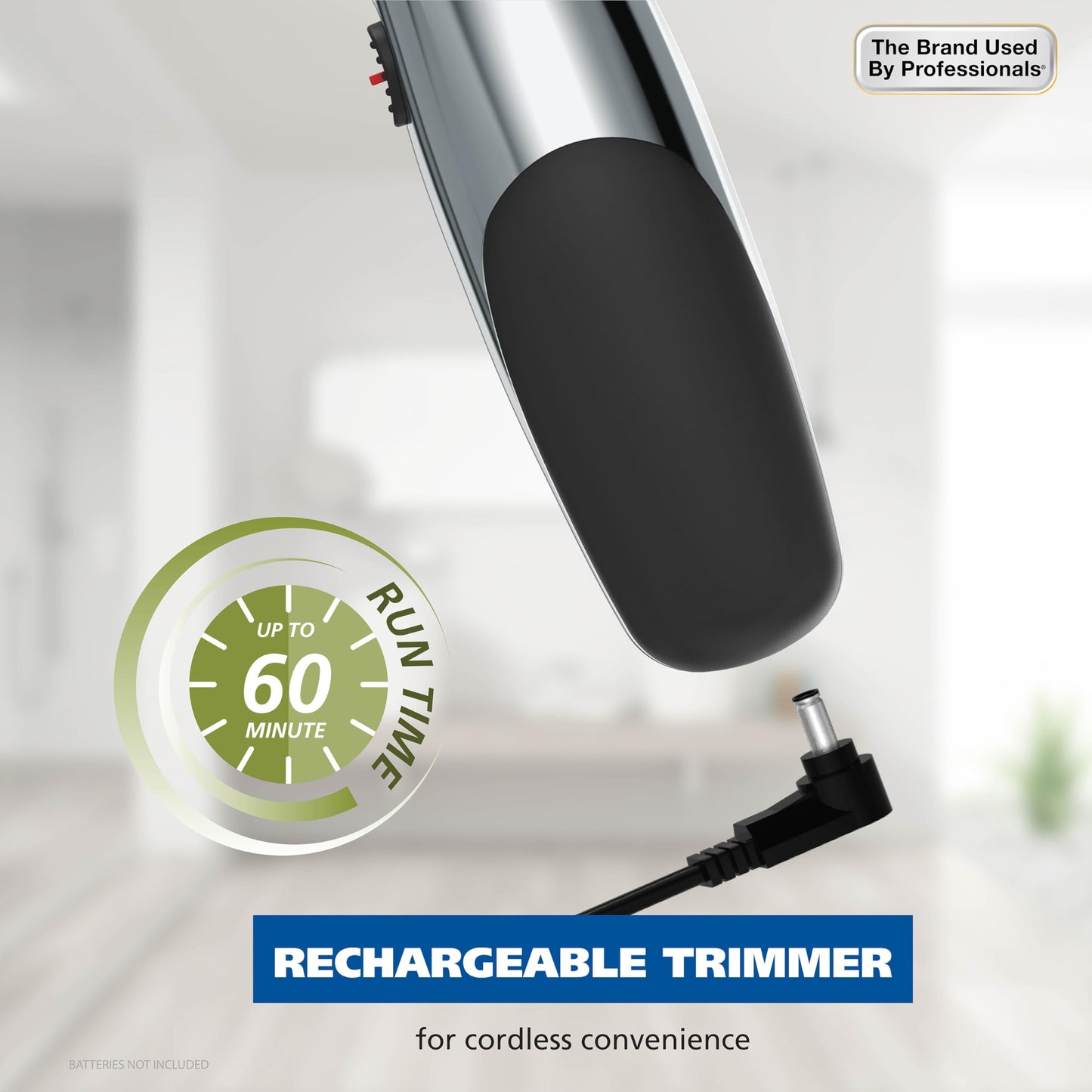 Light Gray Wahl Groomsman Rechargeable Beard Trimmer kit for Mustaches, Nose Hair, and Light Detailing and Grooming with Bonus Wet/Dry Battery Nose Trimmer – Model 5622v