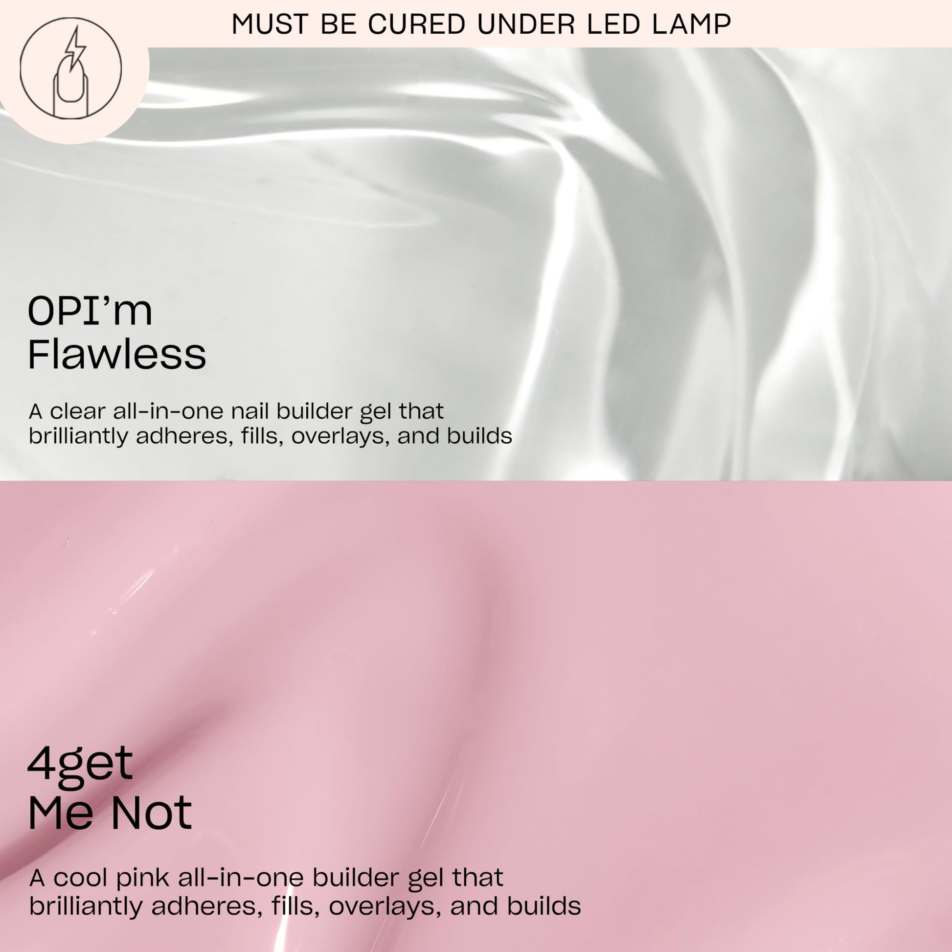 Thistle OPI GELevate 4-in-1 UV Cure Gel Nail Builder Bundle | OPI’m Flawless, Clear Color + 4get Me Not, Cool Pink Color + Soft Gel Almond Shape Nail Tips Extensions