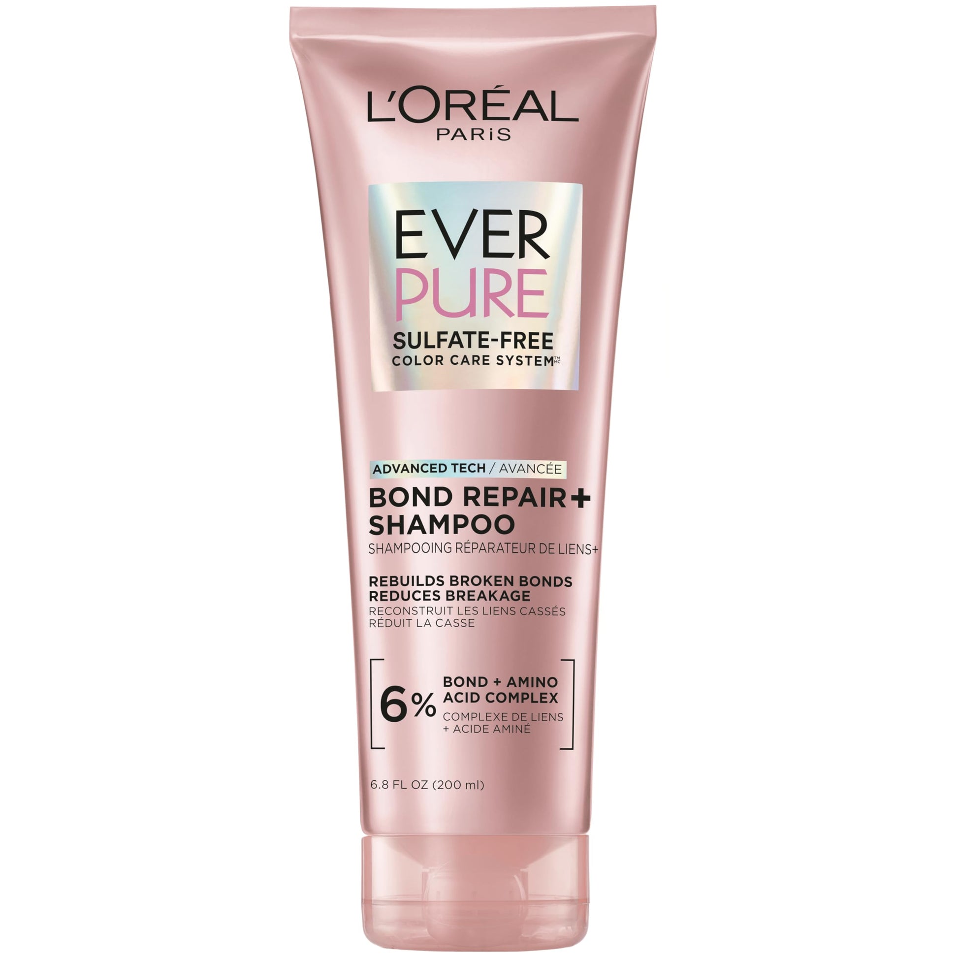 White Smoke L'Oreal Paris Sulfate Free Bond Repair+ Shampoo, Hair Shampoo with Bond + Amino Acid Complex, Strengthens and Repairs Damaged or Color Treated Hair, EverPure, 6.8 Fl Oz (Packaging May Vary)