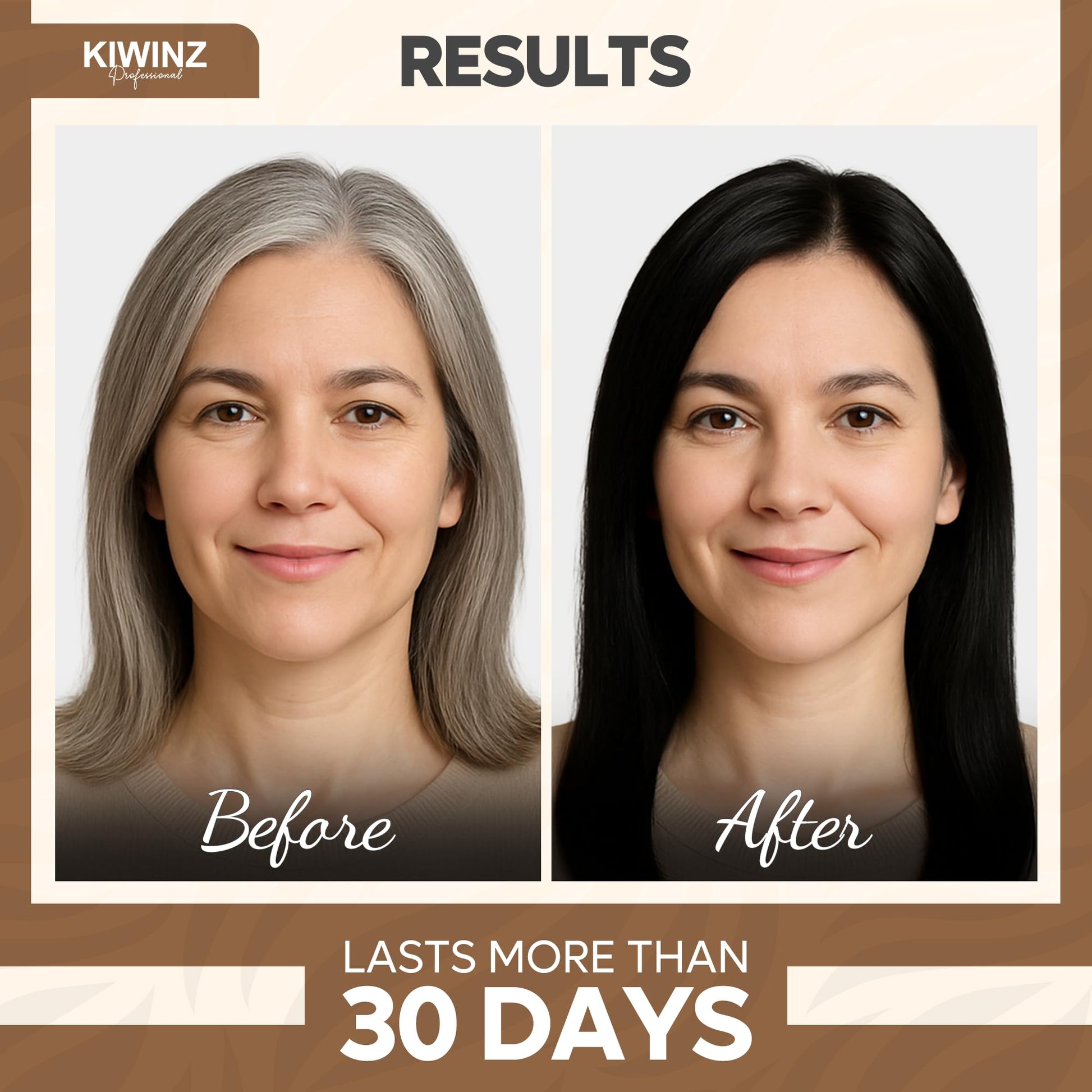 Seashell Kiwinz Professional Hair Color Shampoo – 5 in 1 Hair Dye Shampoo for Grey Hair - Instant Hair Dye with 100% Color Accuracy Enriched with Natural Ingredients - Ammonia Free - 500ml (Black)