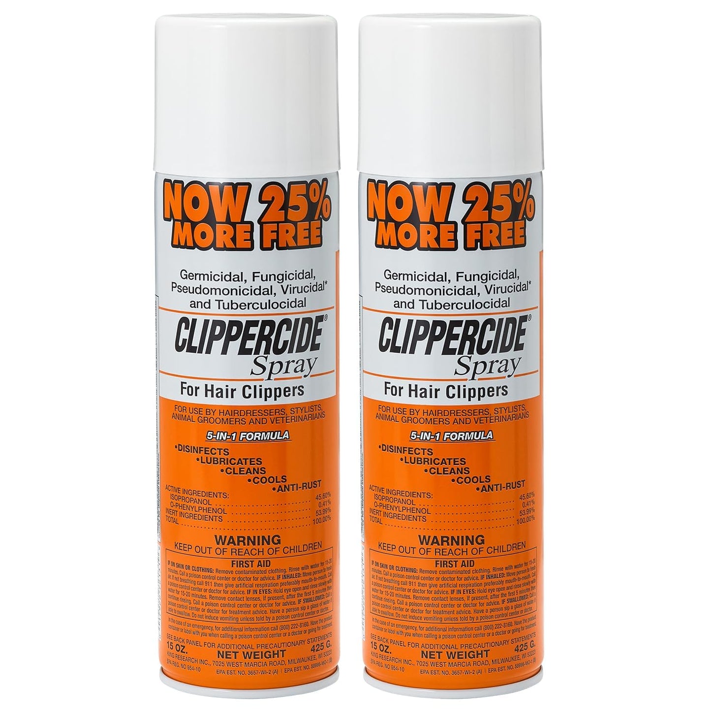Lavender Clippercide Disinfectant Spray 15 Ounce Size (354ml) 2 Count (2 Pack)