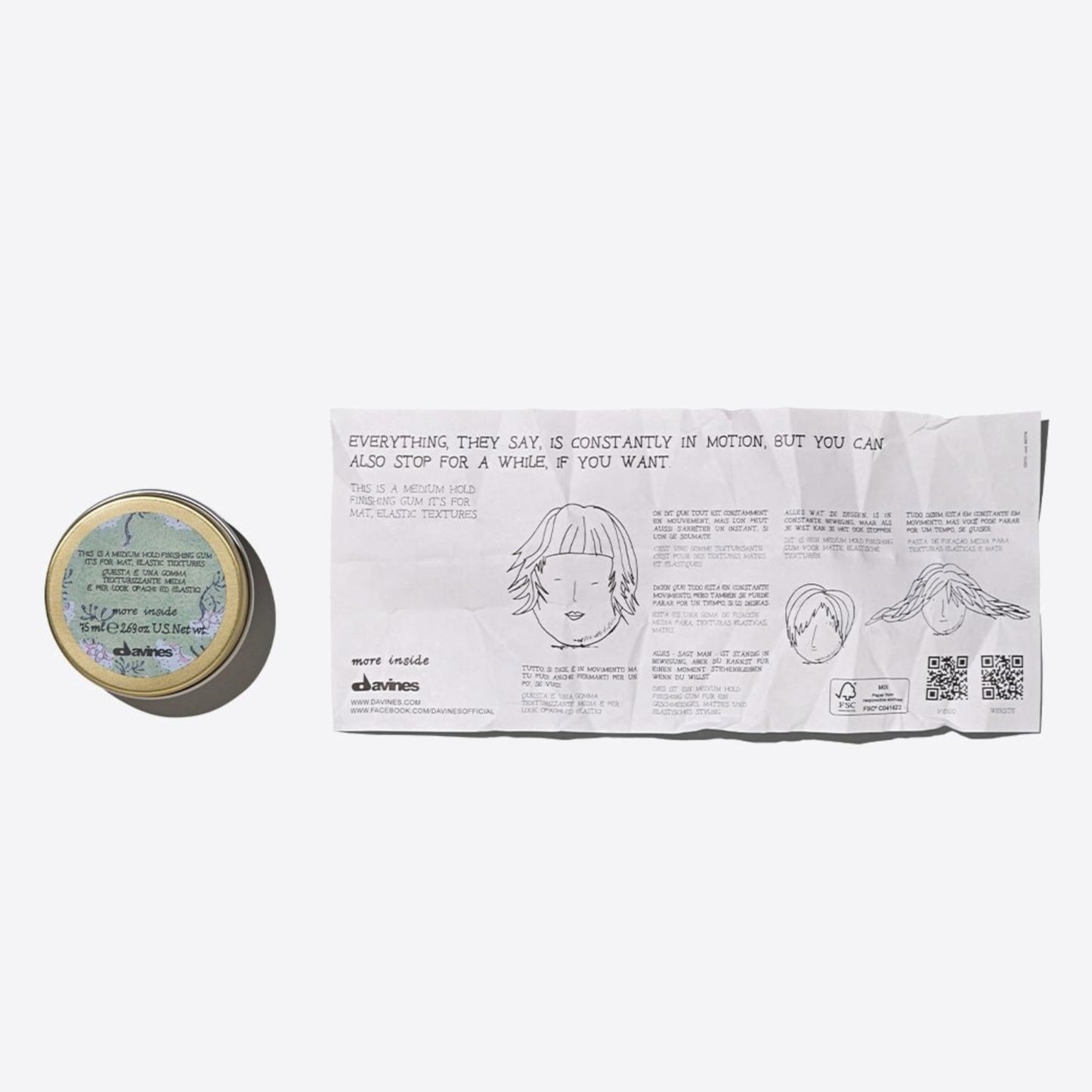 Light Gray Davines This Is A Medium Hold Finishing Gum, Medium Hold Texture & Matte Finish - Dry Paste for Defined Styles - Workable & Remoldable, 2.54 Fl Oz