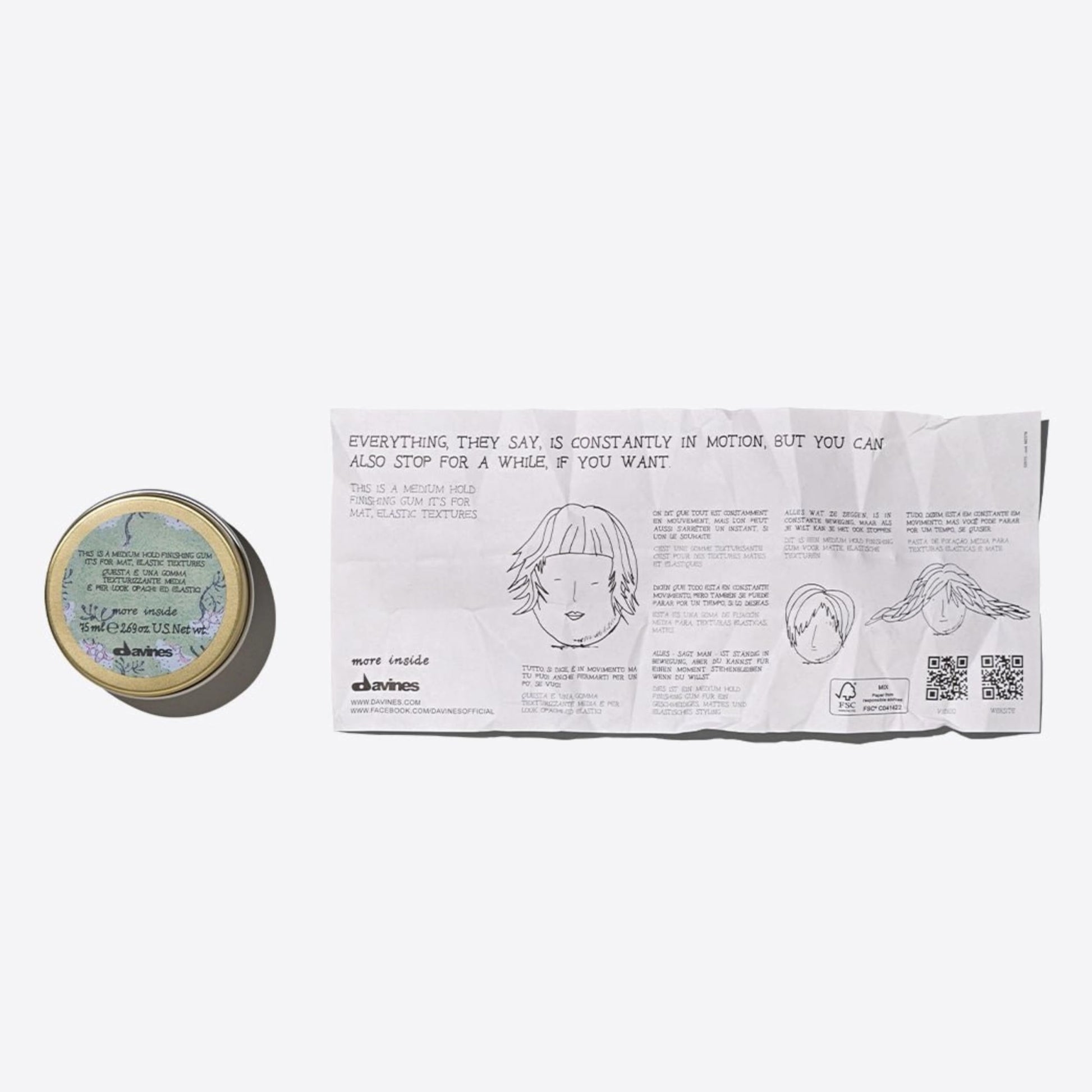 Light Gray Davines This Is A Medium Hold Finishing Gum, Medium Hold Texture & Matte Finish - Dry Paste for Defined Styles - Workable & Remoldable, 2.54 Fl Oz