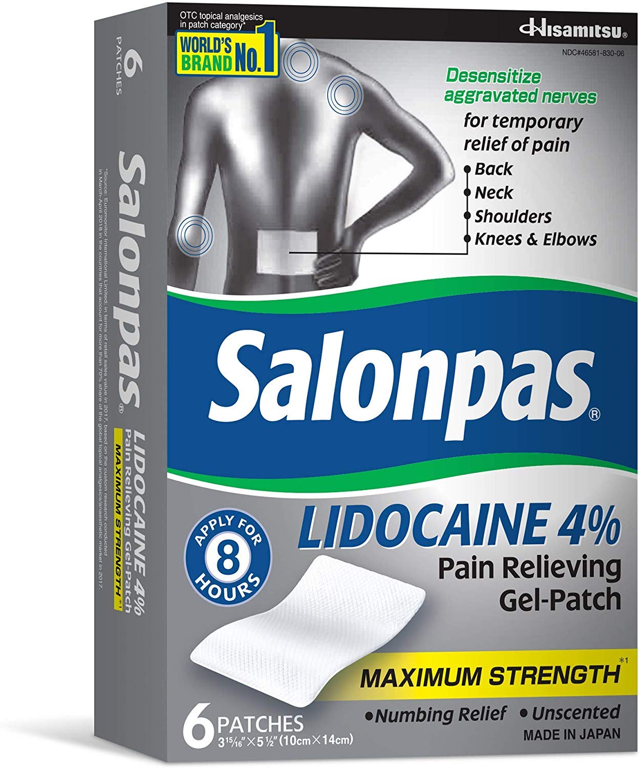 White Smoke Salonpas LIDOCAINE (5 Pack Bundle) Pain Relieving Maximum Strength Gel Patch!