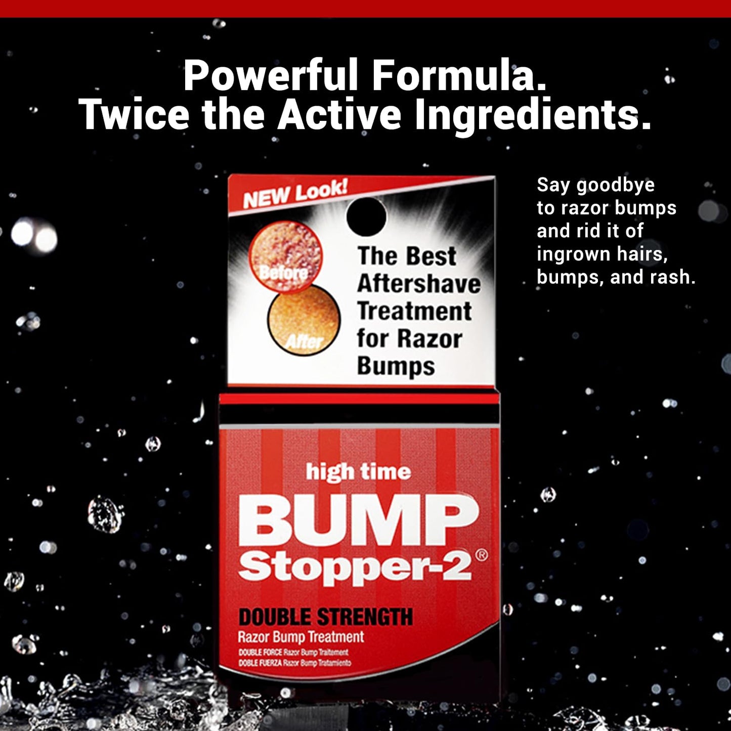 Black High Time Bump Stopper 2 Double Strength Ingrown Hair Cream for Face and Body | Aftershave Lotion for Men and Women | Razor Bump Balm | 0.5 OZ (2 Pack)