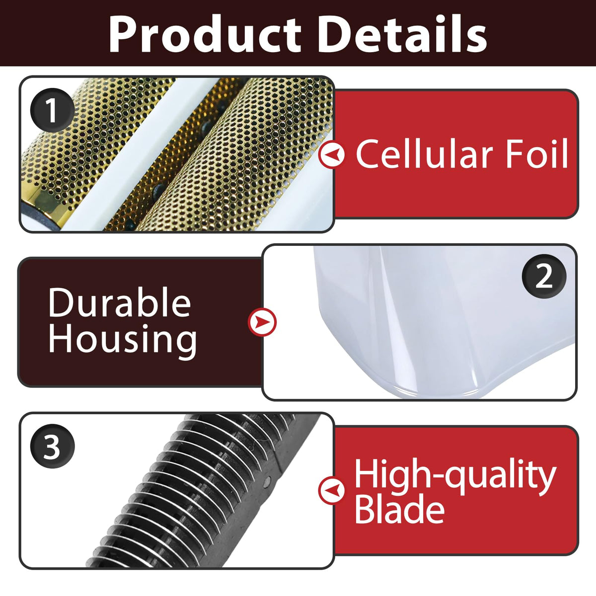 White Smoke 4 Sets Shaver Replacement Foil and Blades Compatible with Andis TS-1 TS-2 17150 17200 17235 17155 ProFoil Lithium Shaver, Stainless Steel Cutter Head