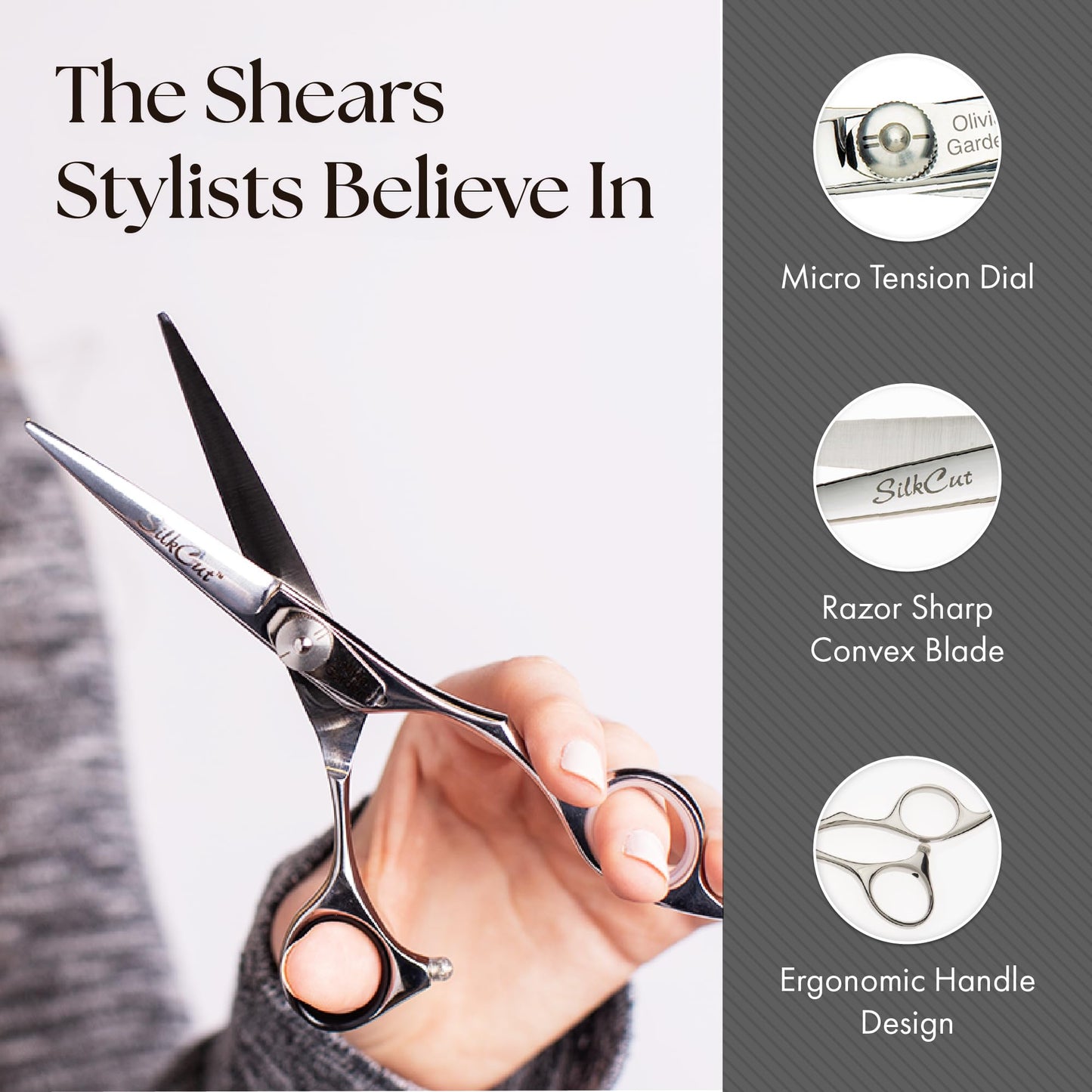 Lavender Blush Olivia Garden SilkCut Shears Intro Kit - Includes Professional Hair Cutting Shears, Thinner, Case, and Accessories - 5" Razor Sharp Left-Handed Scissors - SKC01LH