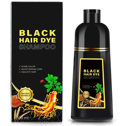 Black Black Hair Dye Shampoo 3 in 1, Herbal Shampoo Hair Dye for Women Men, Grey Coverage 16.9fl oz
